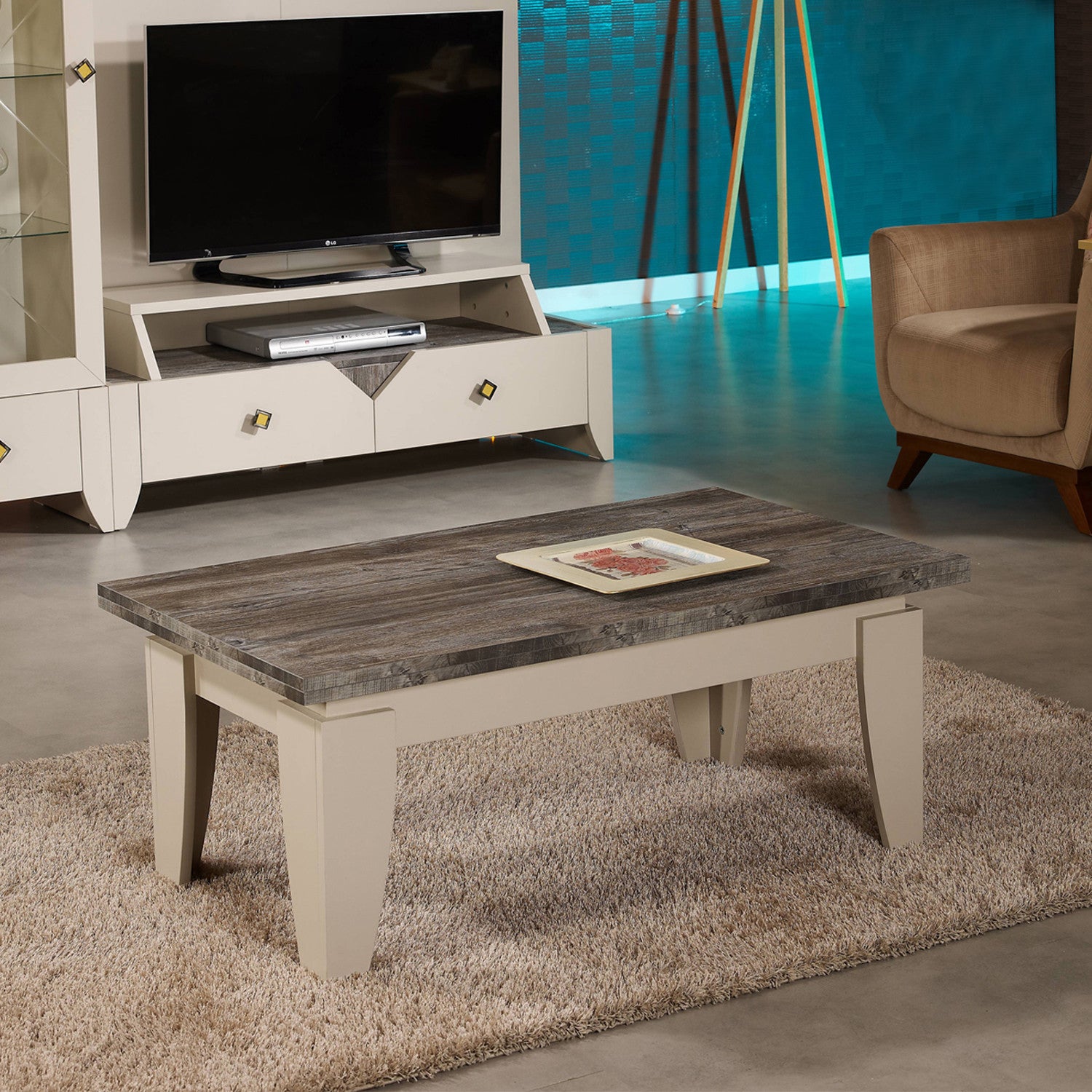 Mesa de Centro – 110cm x 45cm x 65cm – Bege – Melamina
