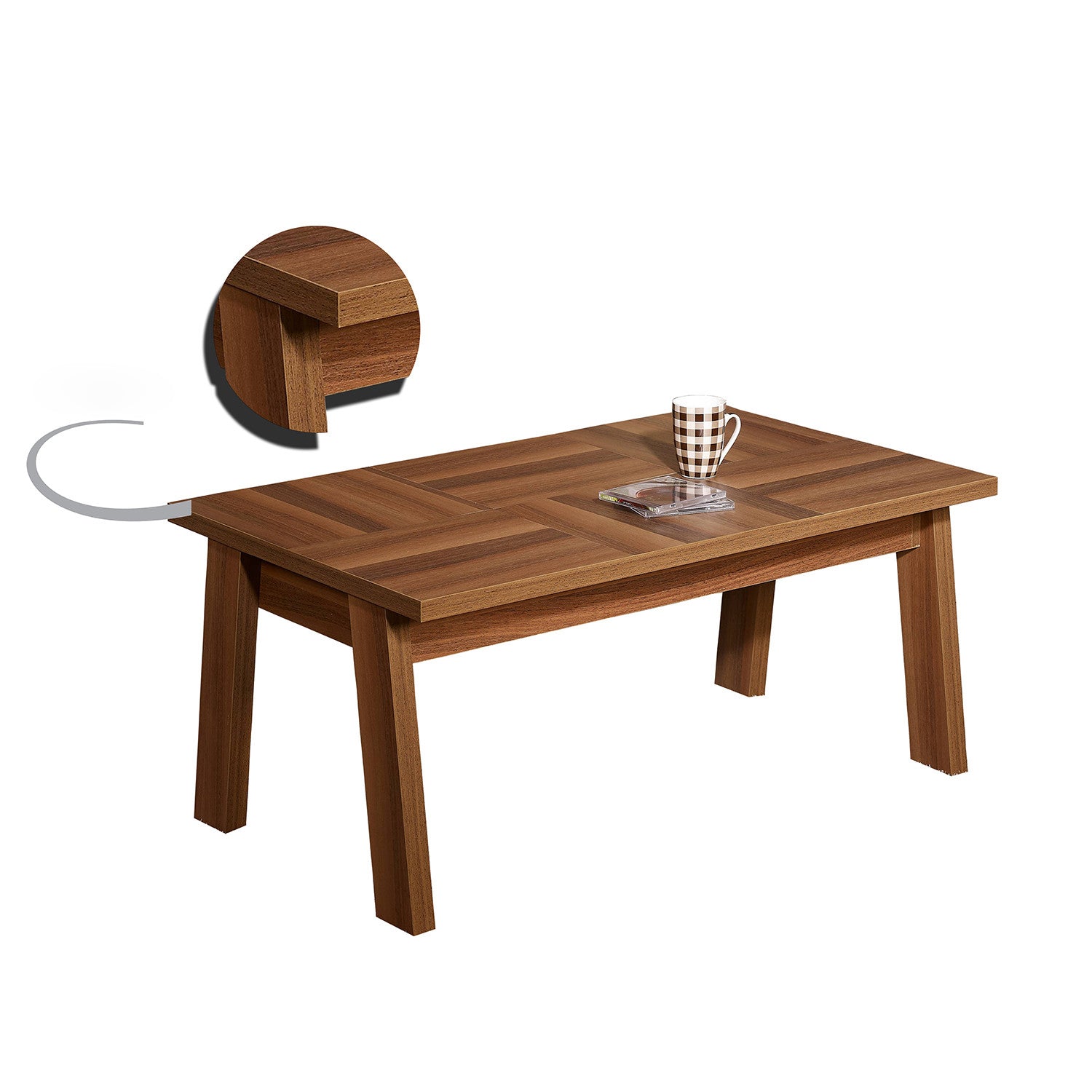 Mesa de Centro – 108 cm x 45 cm x 66 cm – Castanho – Painel de Partículas