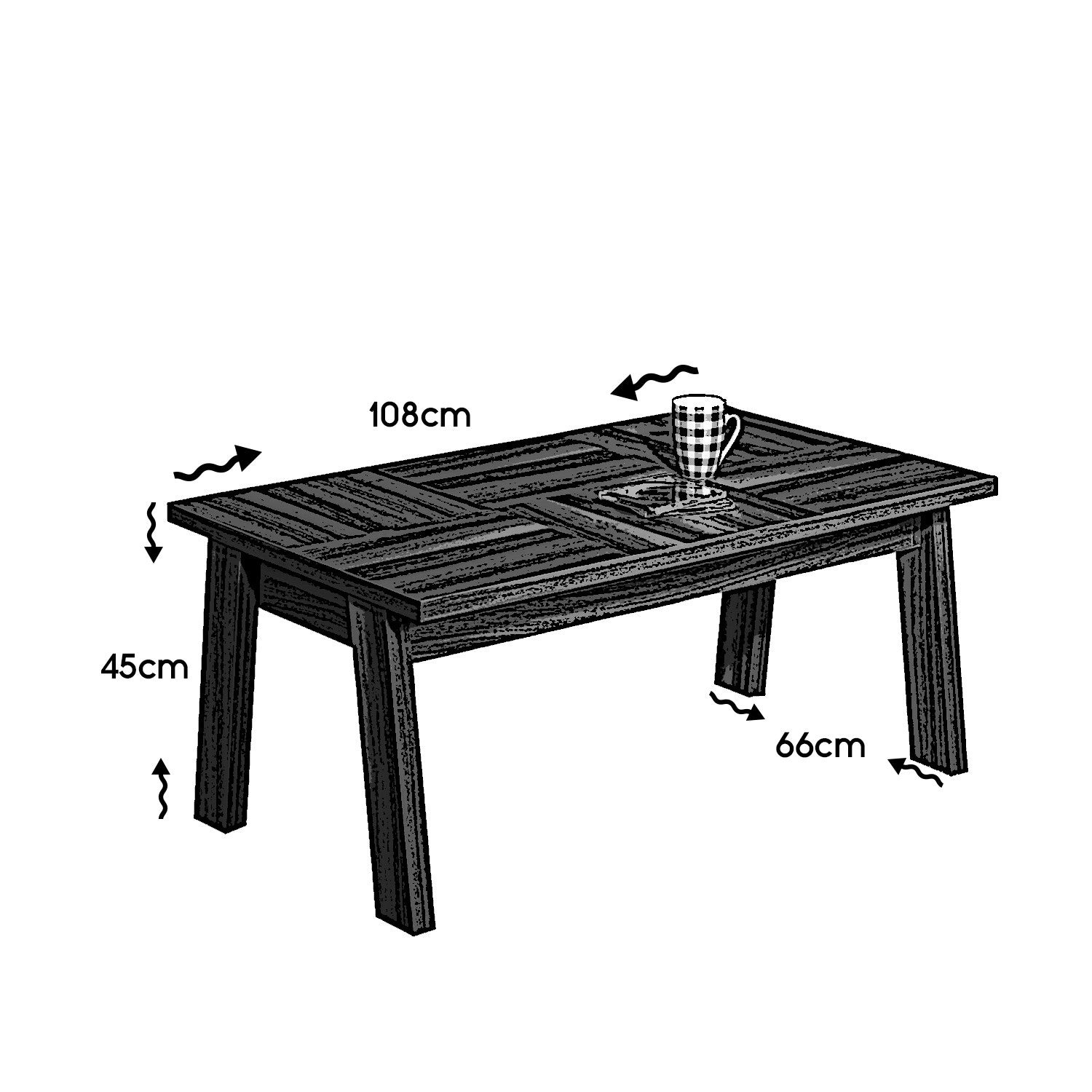 Mesa de Centro – 108 cm x 45 cm x 66 cm – Castanho – Painel de Partículas
