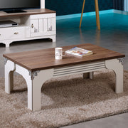 Mesa de Centro – 110cm x 45cm x 65cm – Branco e Castanho – Painel de Partículas com Revestimento em Melamina