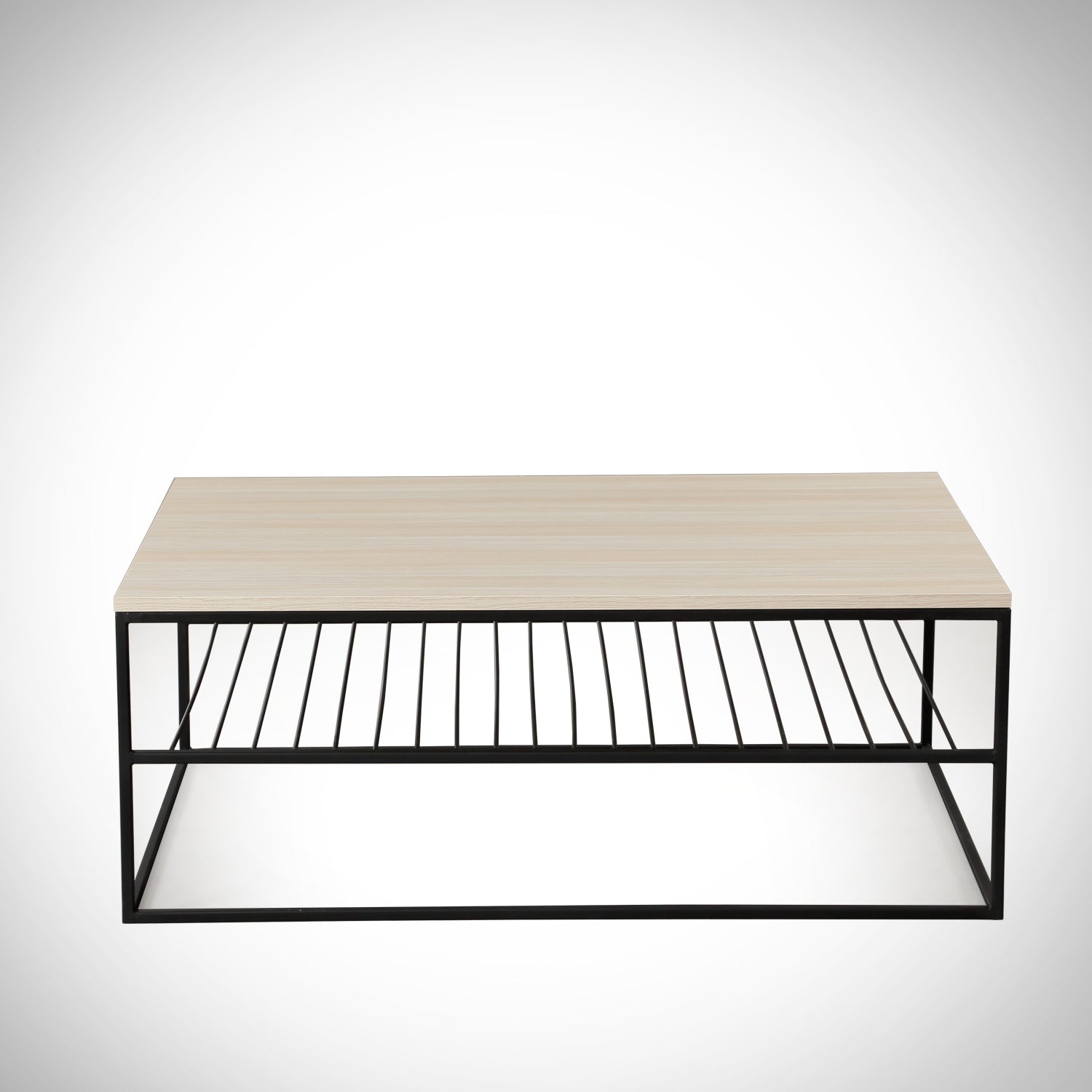 Mesa de Centro – 95cm x 43cm x 55cm – Carvalho – Painel de partículas revestido a melamina e Metal