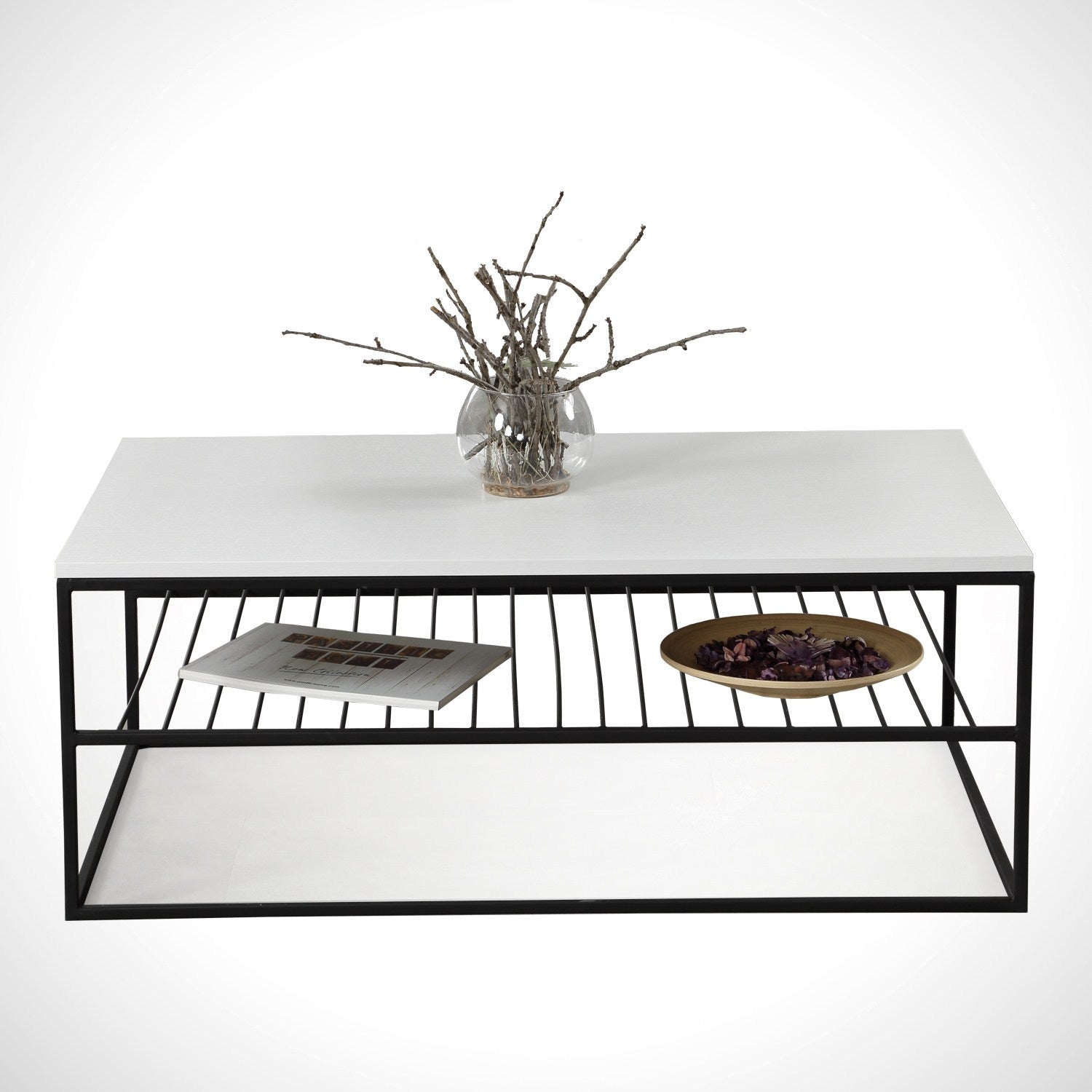 Mesa de Centro – 95 cm x 43 cm x 55 cm – Branco – Painel de partículas