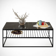Mesa de Centro – 95cm x 43cm x 55cm – Preto e Branco – Painéis de Partículas