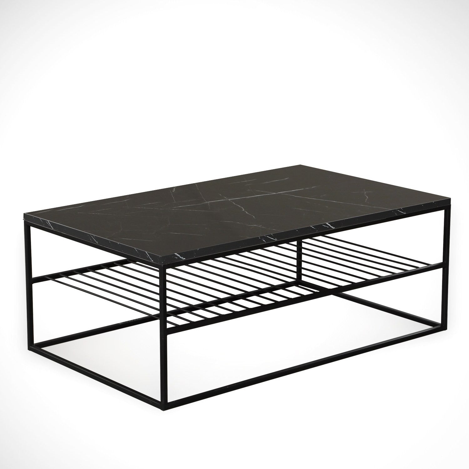 Mesa de Centro – 95cm x 43cm x 55cm – Preto e Branco – Painéis de Partículas