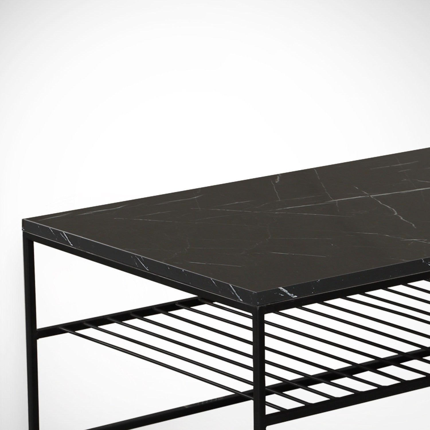 Mesa de Centro – 95cm x 43cm x 55cm – Preto e Branco – Painéis de Partículas