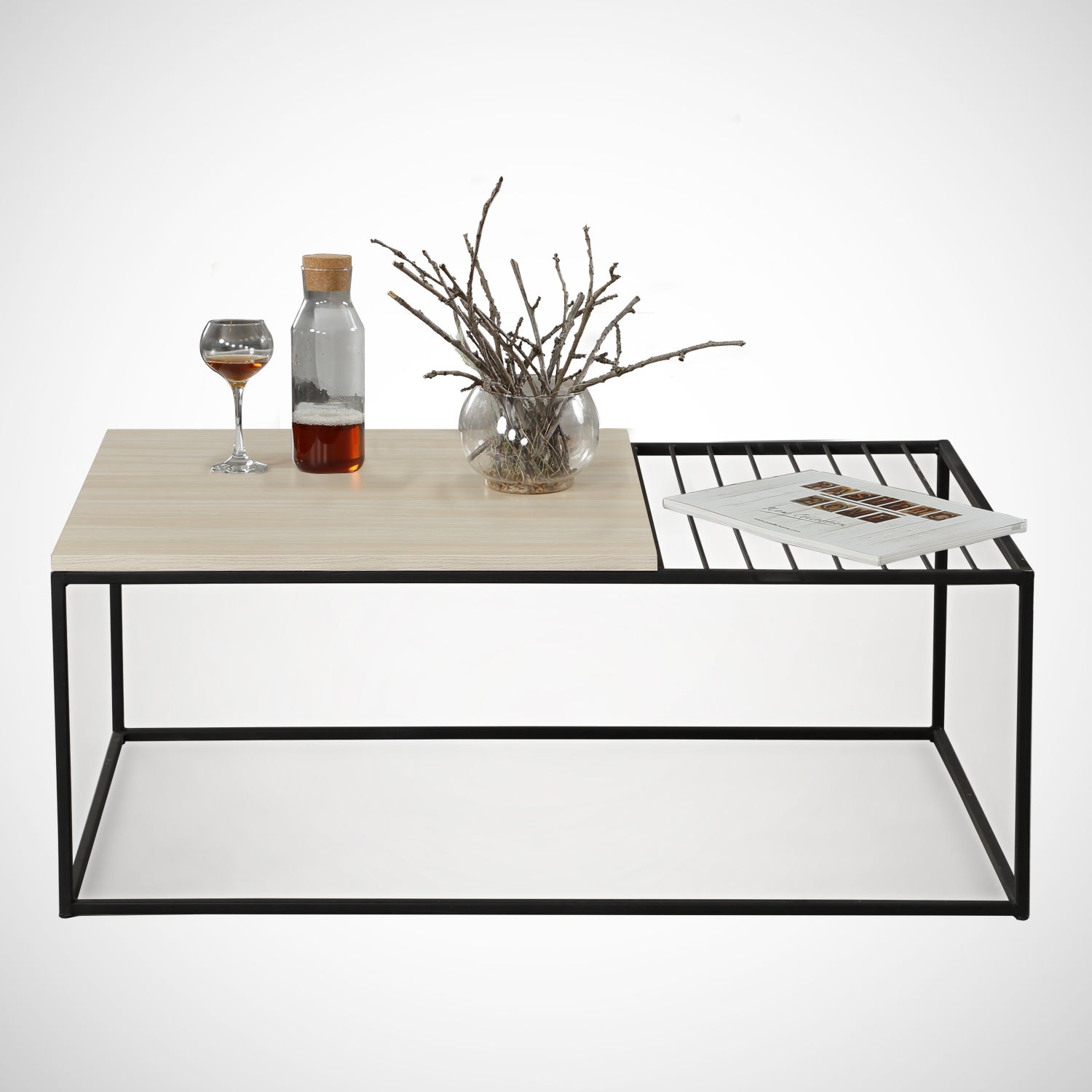 Mesa de Centro – 95 cm x 43 cm x 55 cm – Carvalho – Painel de Partículas revestido a Melamina