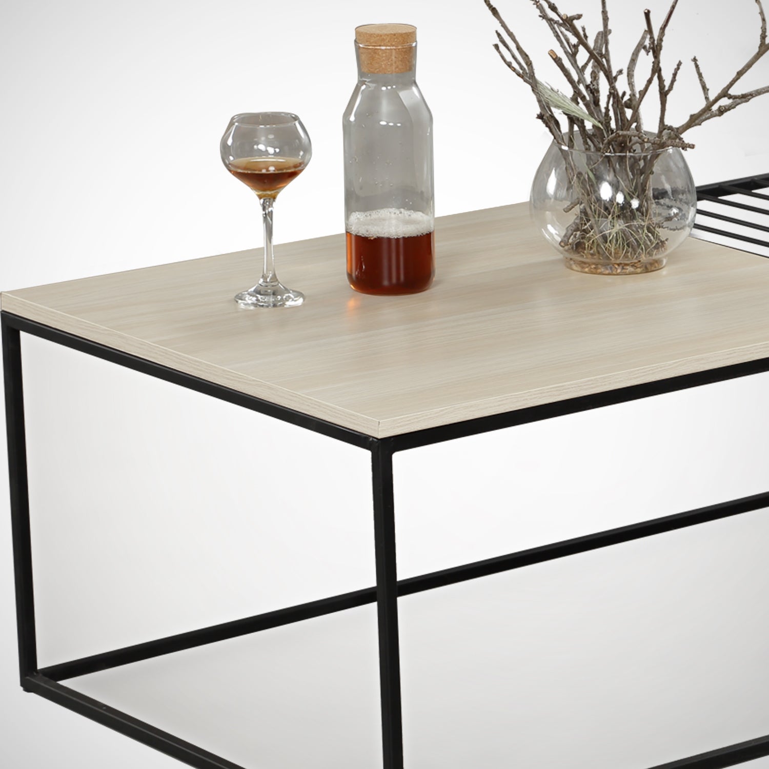 Mesa de Centro – 95 cm x 43 cm x 55 cm – Carvalho – Painel de Partículas revestido a Melamina