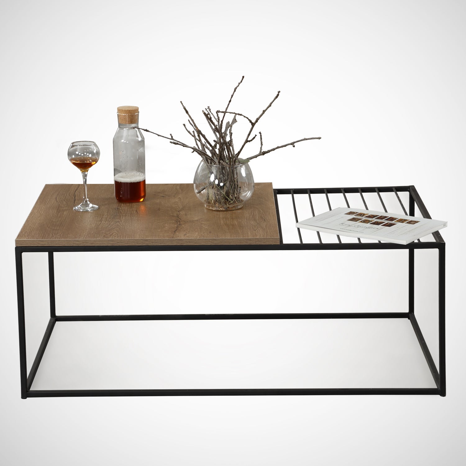 Mesa de Centro – 95 cm x 43 cm x 55 cm – Carvalho caucasiano – Painel de partículas revestido a melamina