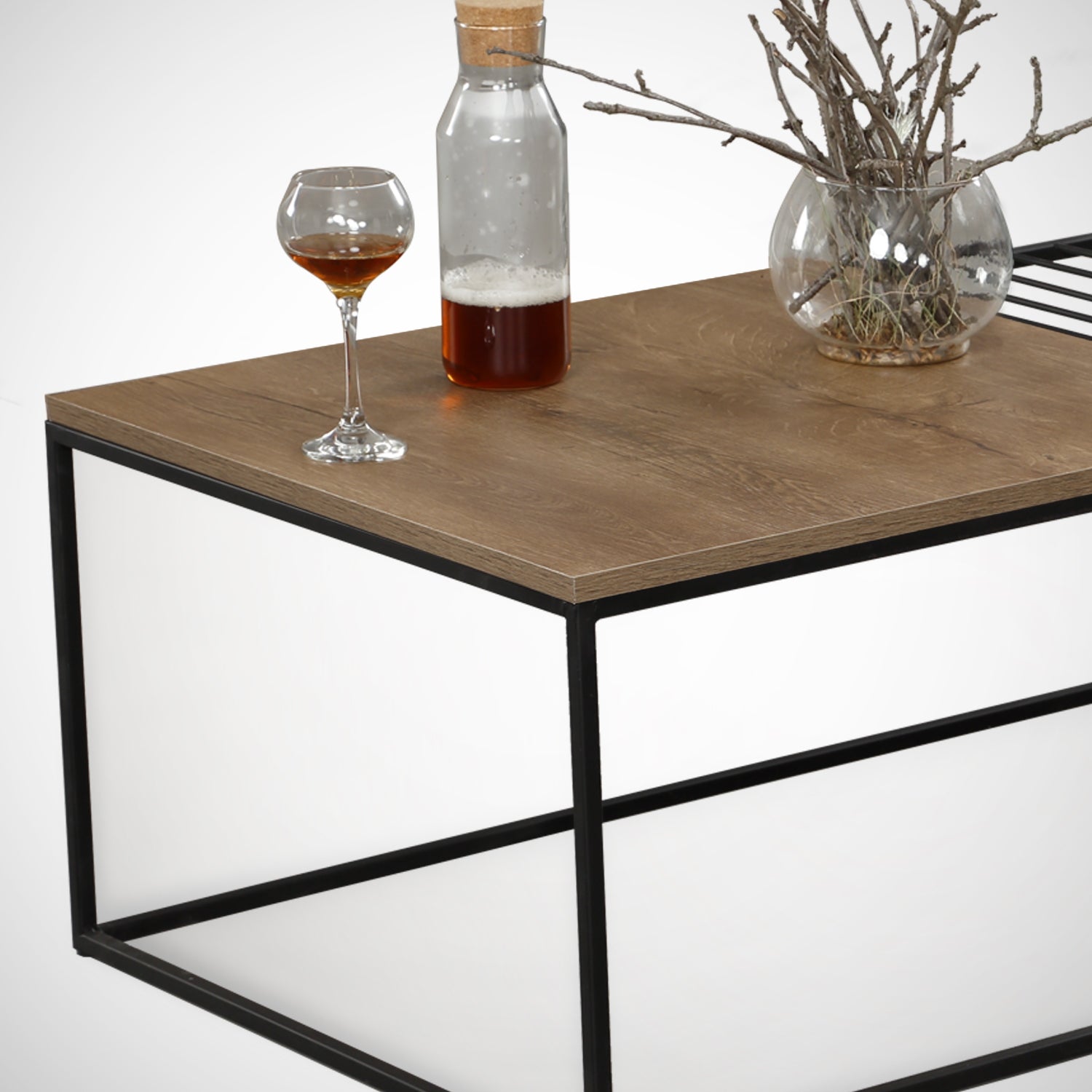 Mesa de Centro – 95 cm x 43 cm x 55 cm – Carvalho caucasiano – Painel de partículas revestido a melamina