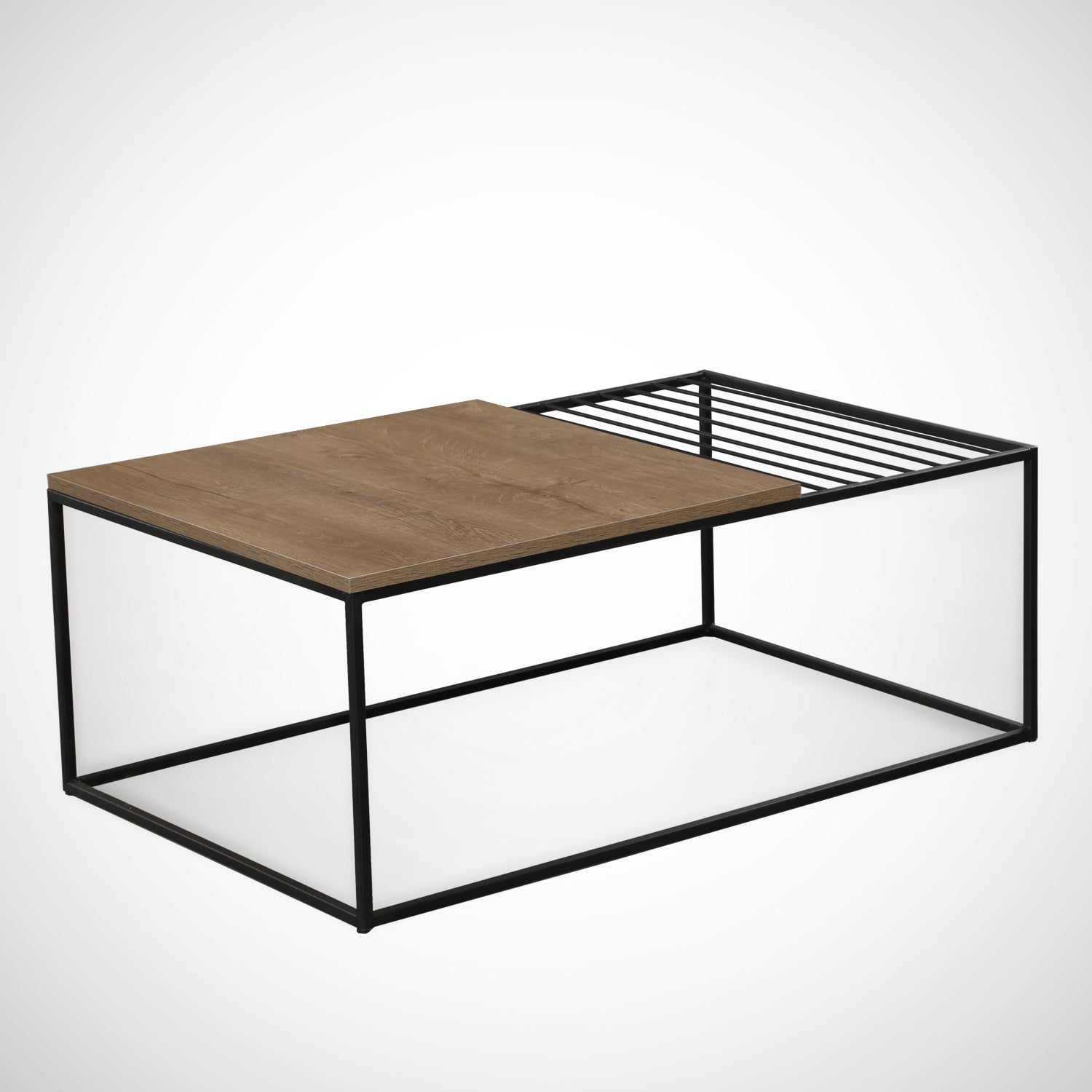 Mesa de Centro – 95 cm x 43 cm x 55 cm – Carvalho caucasiano – Painel de partículas revestido a melamina