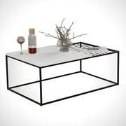 Mesa de Centro – 95 cm x 43 cm x 55 cm – Branco – Painel de partículas revestido a melamina