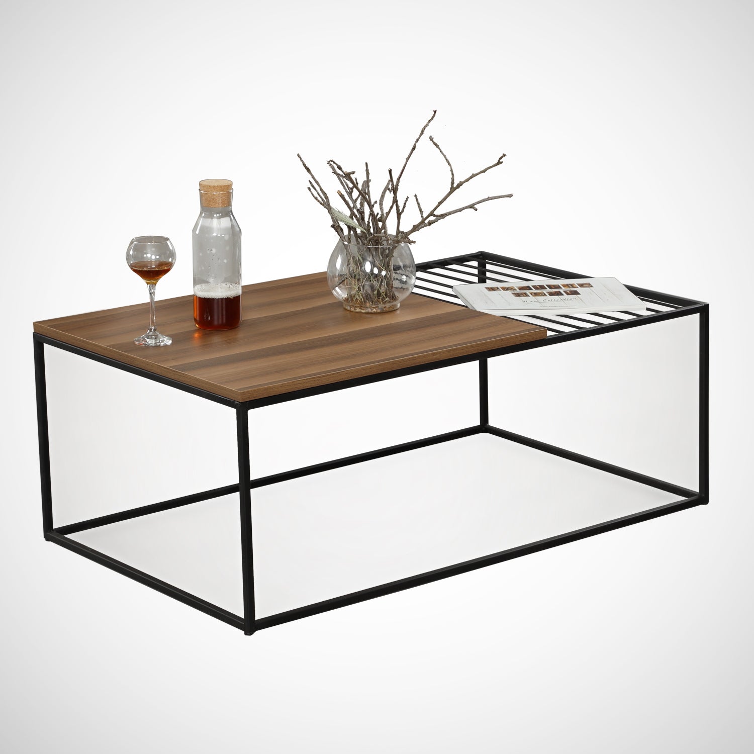 Mesa de Centro – 95 cm x 43 cm x 55 cm – Nogueira – Painel de partículas