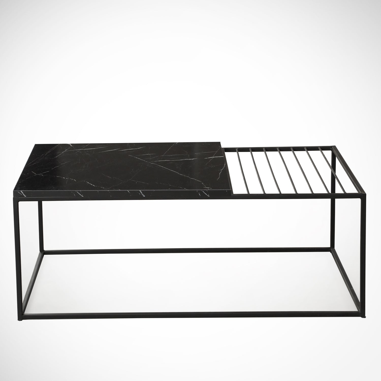Mesa de Centro – 95 cm x 43 cm x 55 cm – Preto e Branco – Painel de Partículas