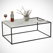 Mesa de Centro – 95 cm x 43 cm x 55 cm – Branco e Preto – Painéis de partículas