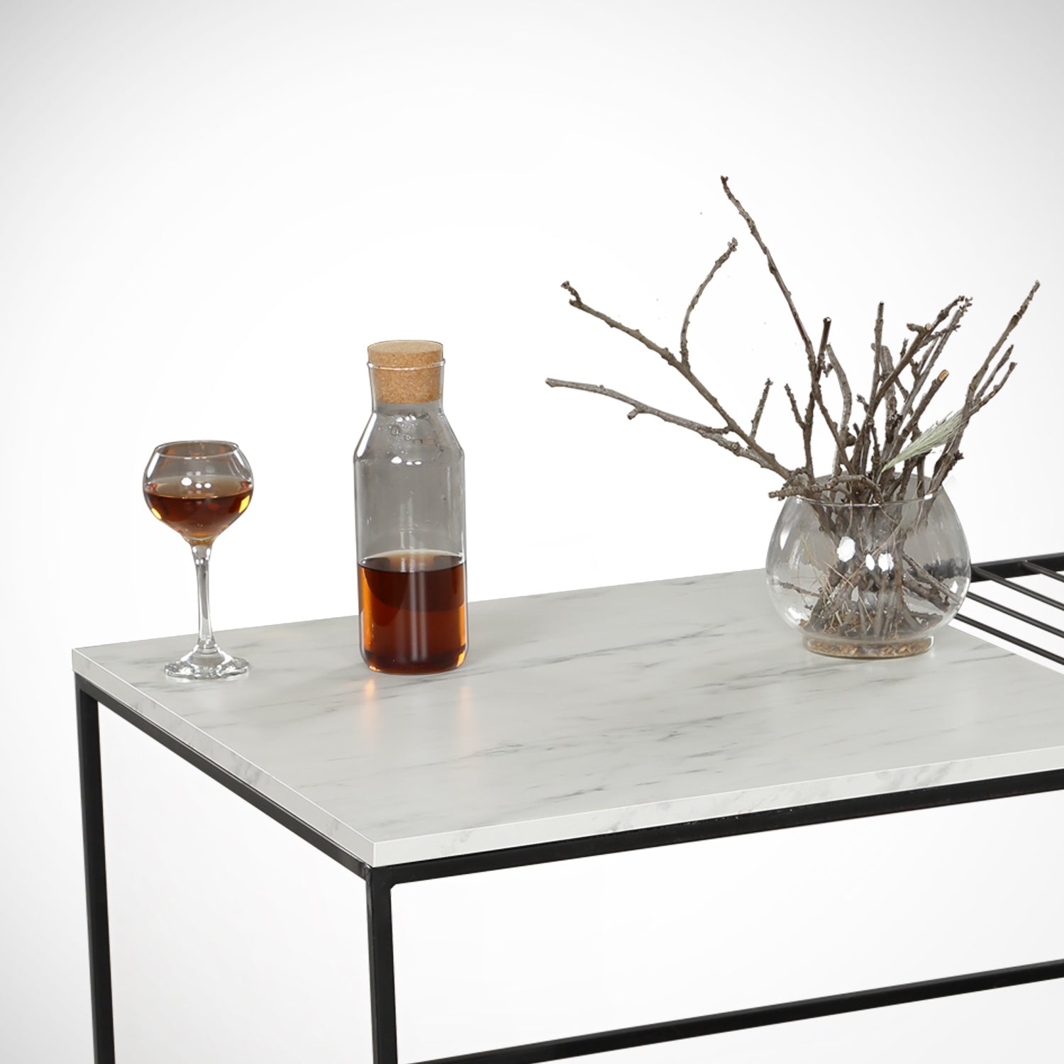 Mesa de Centro – 95 cm x 43 cm x 55 cm – Branco e Preto – Painéis de partículas