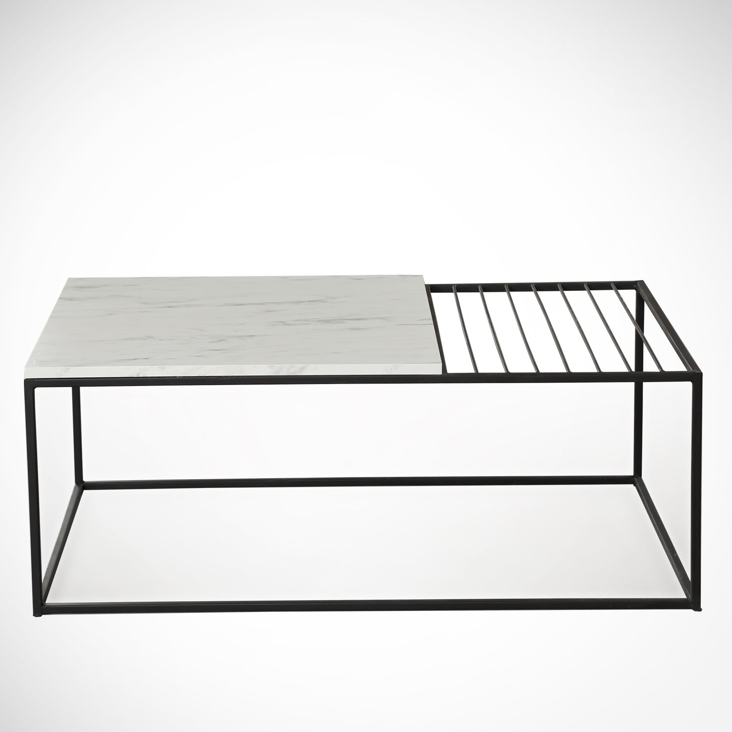 Mesa de Centro – 95 cm x 43 cm x 55 cm – Branco e Preto – Painéis de partículas