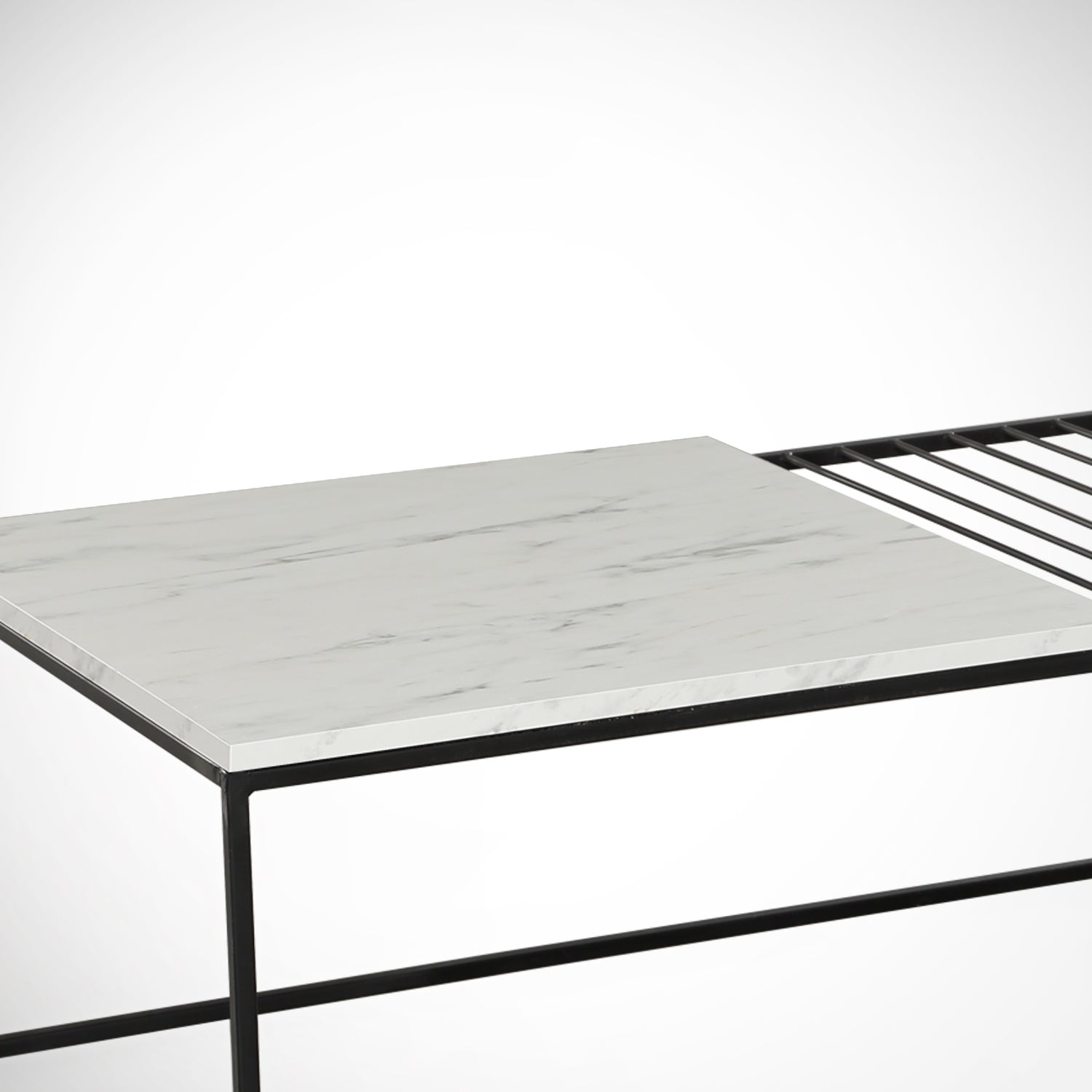 Mesa de Centro – 95 cm x 43 cm x 55 cm – Branco e Preto – Painéis de partículas