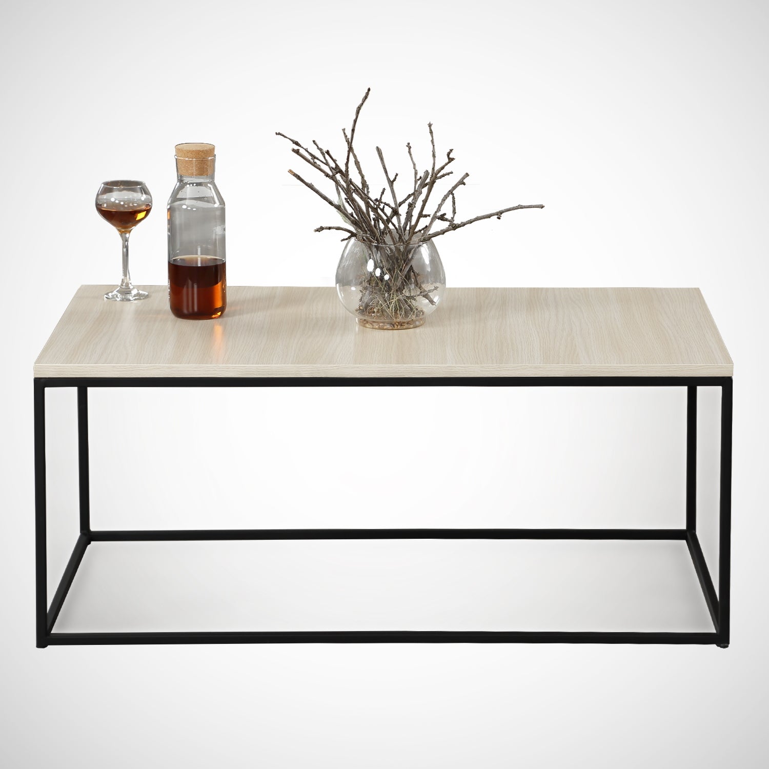 Mesa de Centro – 95 cm x 43 cm x 55 cm – Carvalho – Painel de partículas revestido a melamina