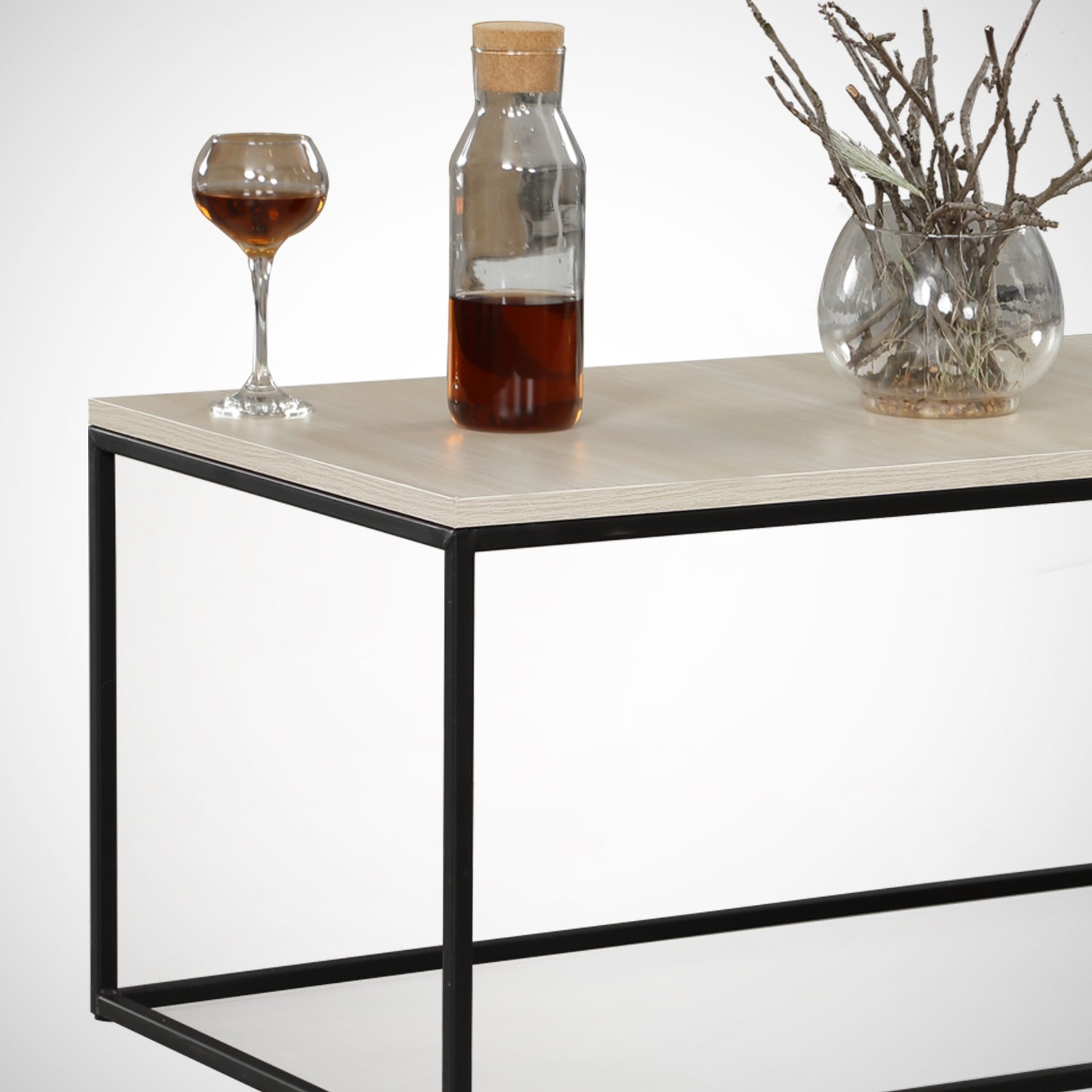 Mesa de Centro – 95 cm x 43 cm x 55 cm – Carvalho – Painel de partículas revestido a melamina