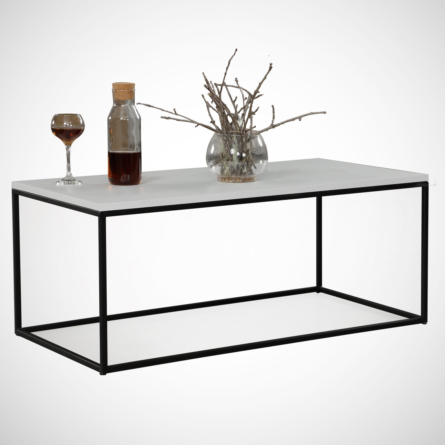 Mesa de Centro – 95cm x 43cm x 55cm – Branco – Painel de Partículas