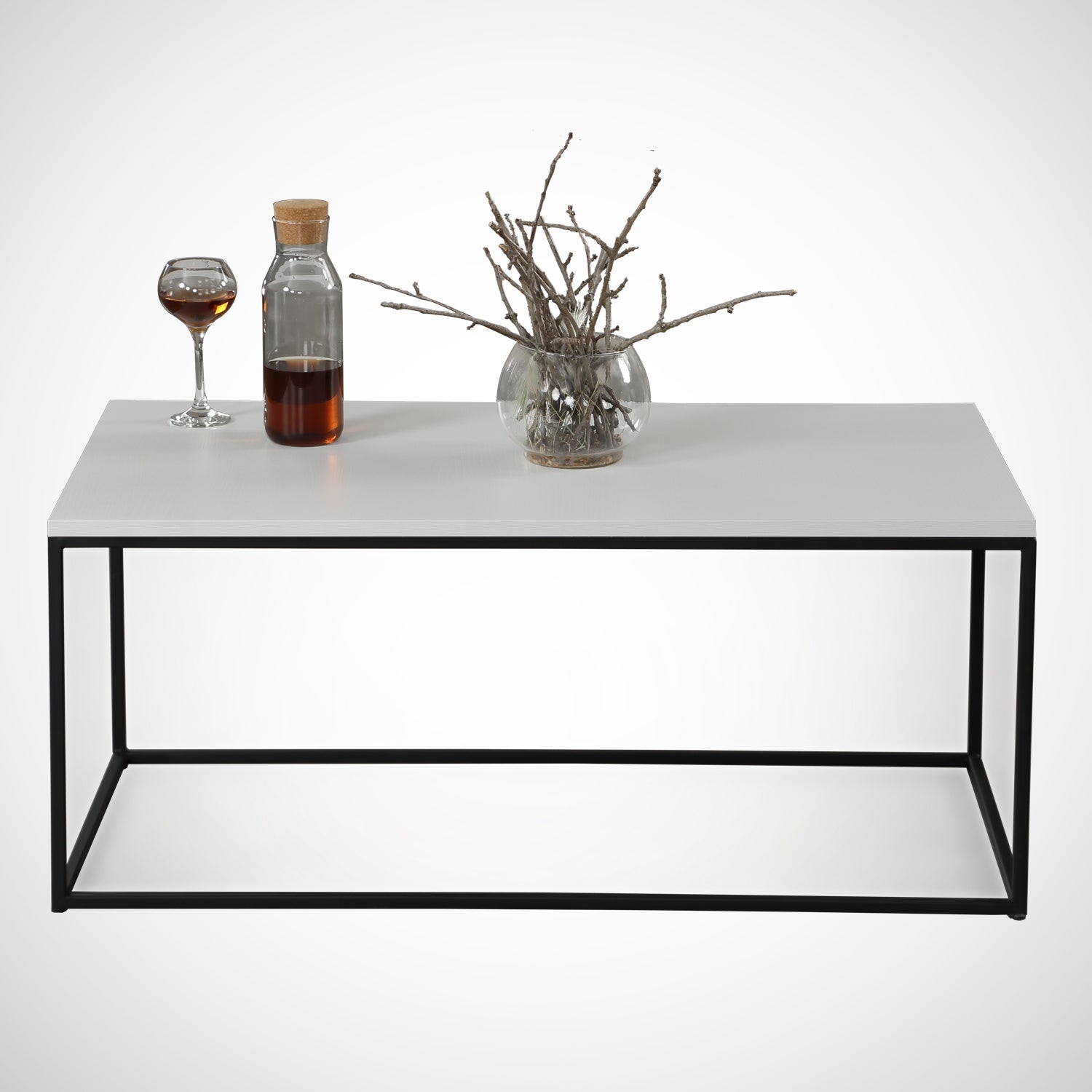 Mesa de Centro – 95cm x 43cm x 55cm – Branco – Painel de Partículas