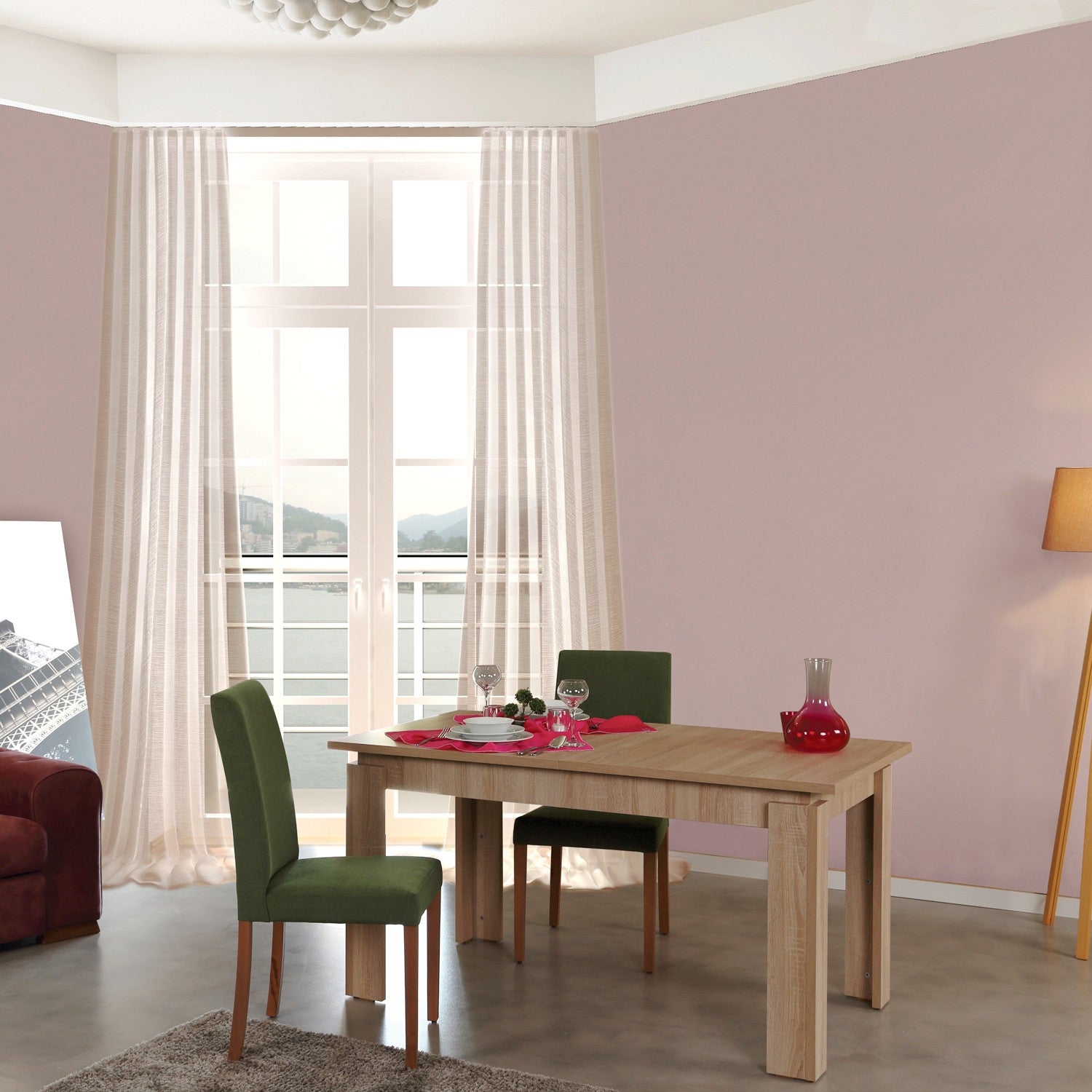 Mesa de Jantar Extensível – 78cm x 150cm x 80cm – Carvalho Claro – Painéis de partículas revestidos a melamina
