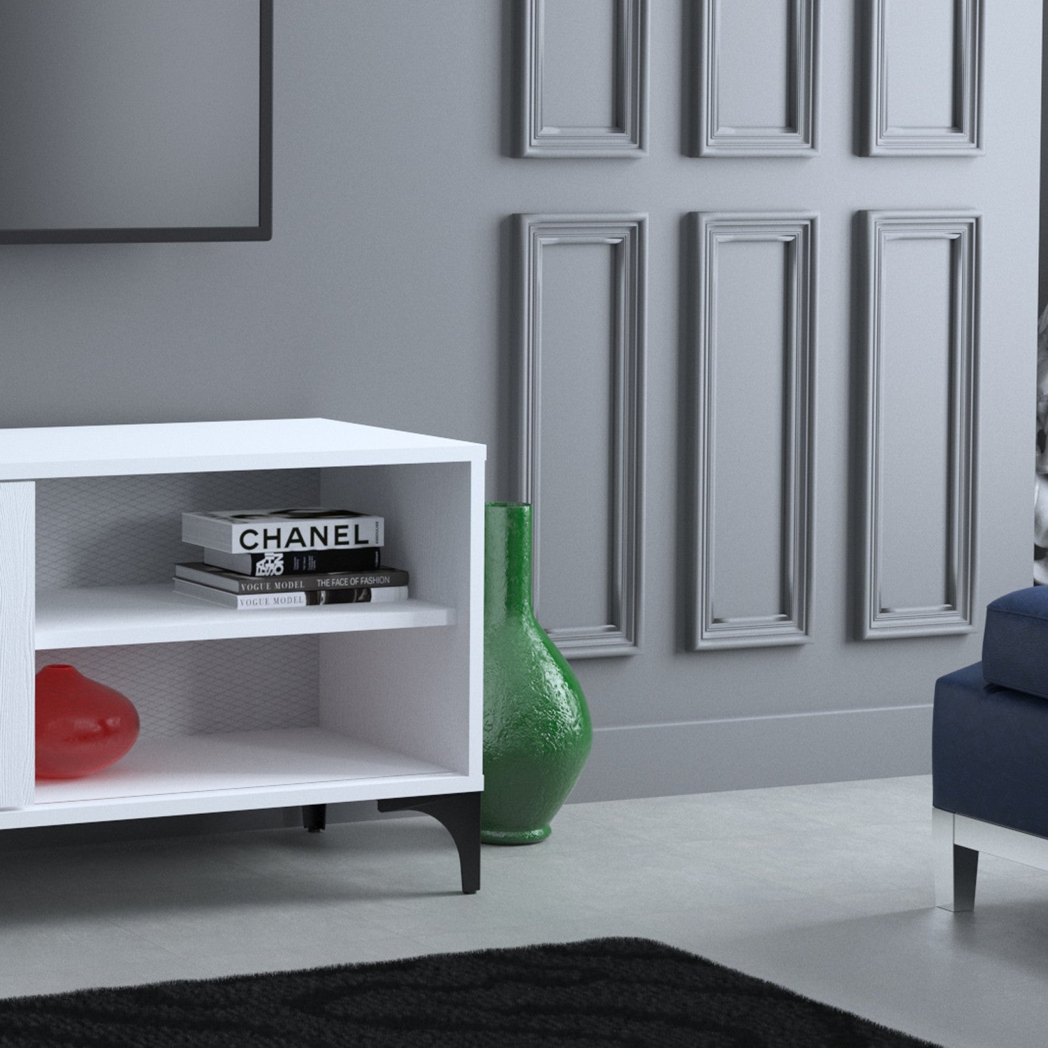 Móvel de TV – 100cm x 54cm x 42cm – Branco – Melamina