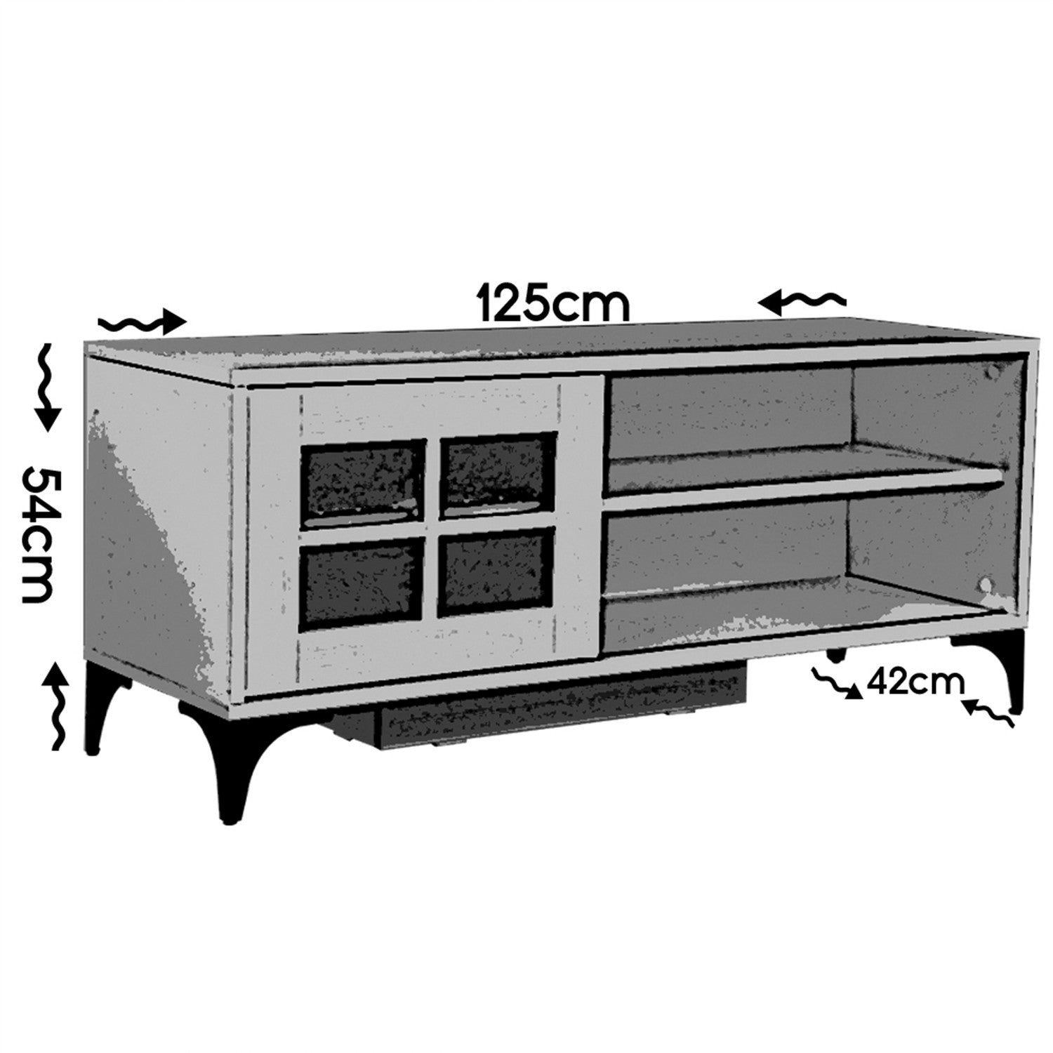 Móvel de TV – 125 cm x 54 cm x 42 cm – Branco – Painéis de partículas revestidos a melamina