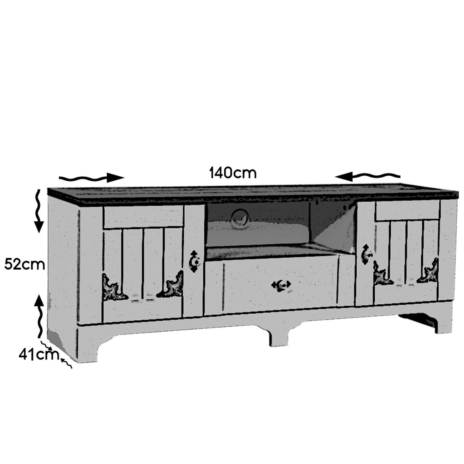 Móvel de TV – 140 cm x 52 cm x 41 cm – Branco e Castanho – Painéis de Partículas Revestidos a Melamina