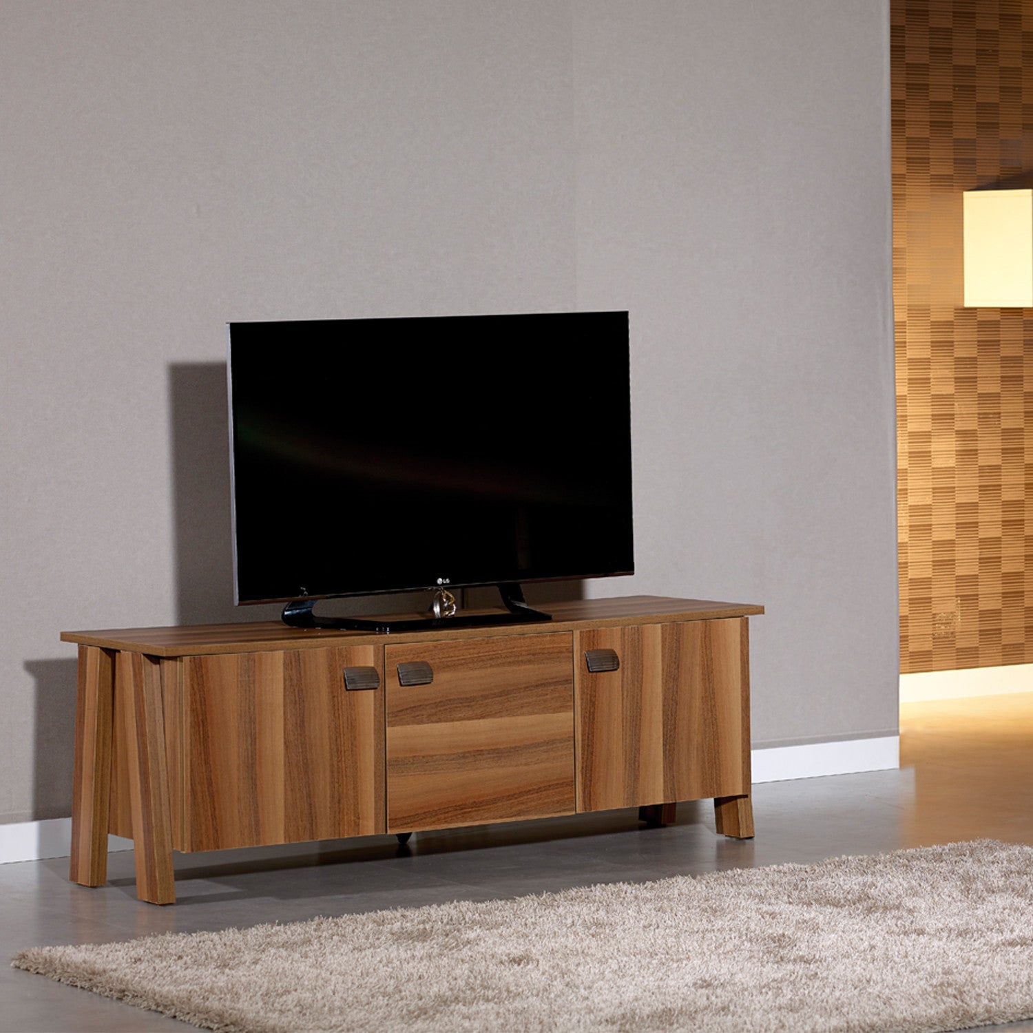 Móvel de TV – 144cm x 50cm x 45cm – castanho – painel de partículas revestido a melamina