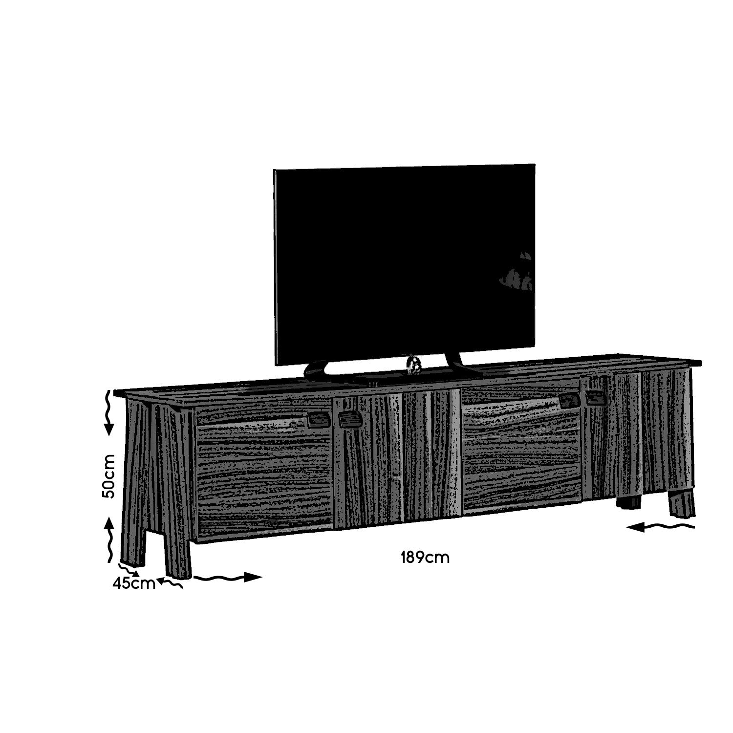 Móvel de TV – 189 cm x 50 cm x 45 cm – castanho – painel de partículas revestido a melamina