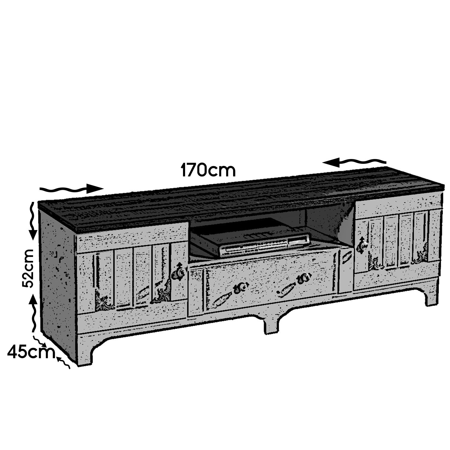 Móvel de TV – 170cm x 52cm x 45cm – Branco e Castanho – Painéis de partículas revestidos a melamina