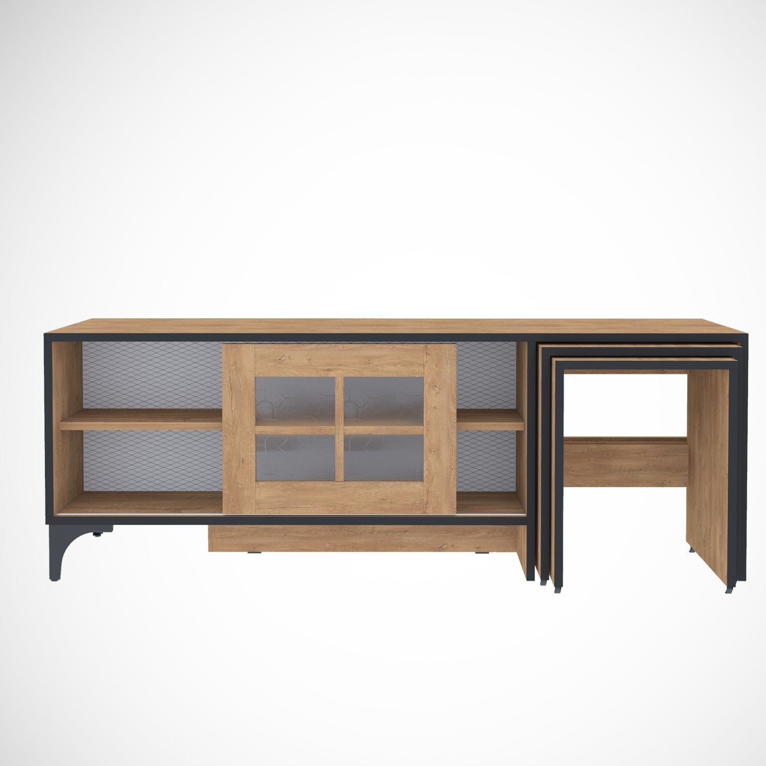 Móvel de TV – 150 cm x 54 cm x 42 cm – Carvalho – Painéis de Partículas com Revestimento em Melamina