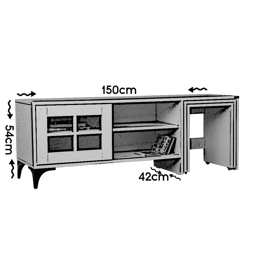 Móvel de TV – 150 cm x 54 cm x 42 cm – Carvalho – Painéis de Partículas com Revestimento em Melamina