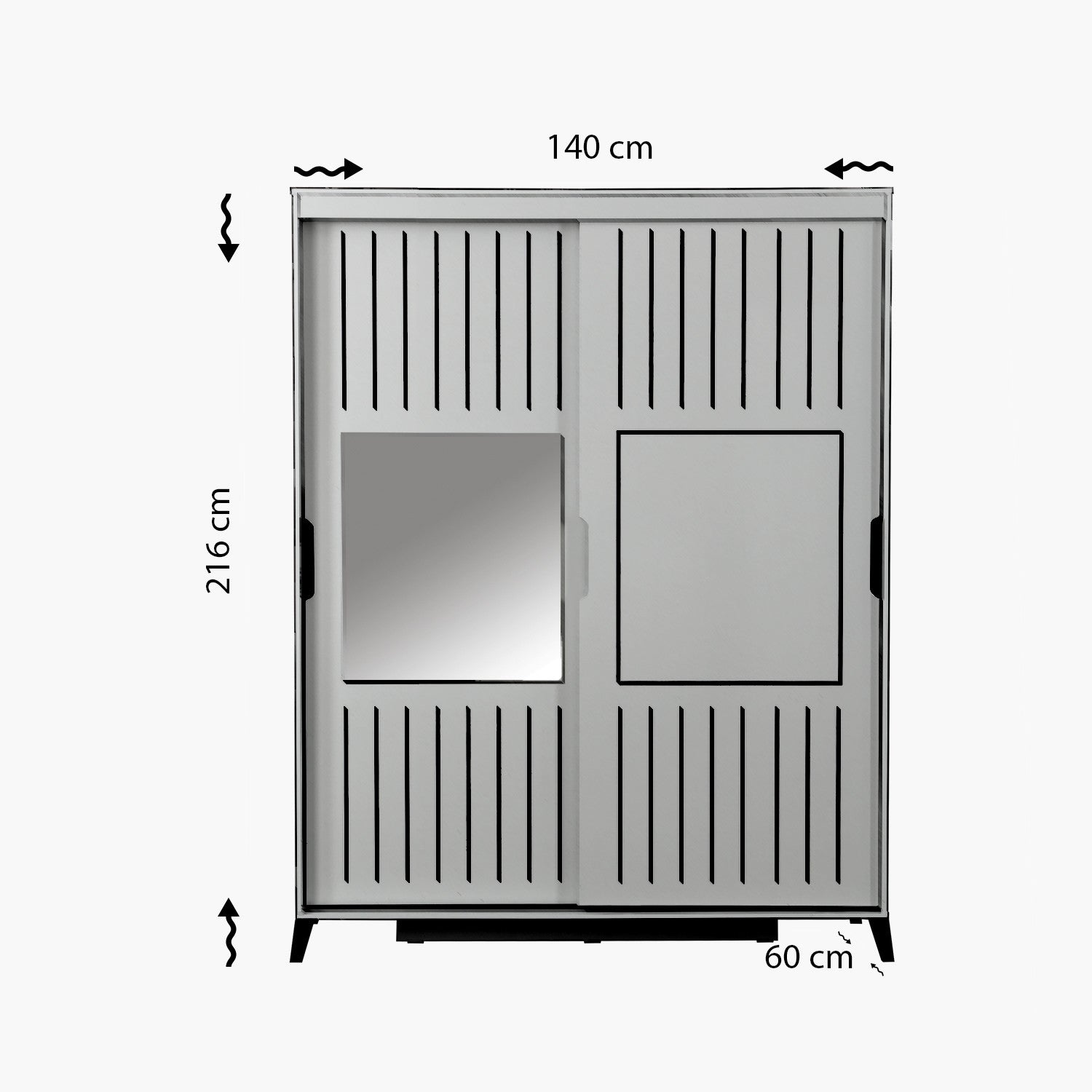Guarda-roupa – 140cm x 216cm x 60cm – Branco – Painéis de partículas revestido a melamina