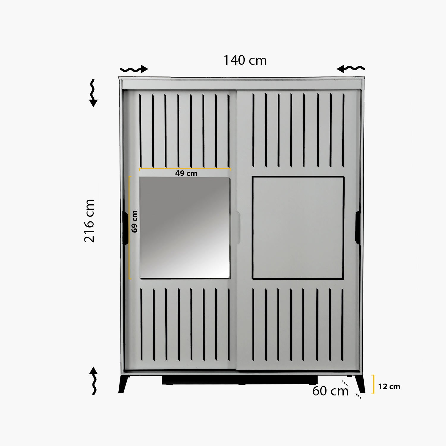 Guarda-roupa – 140cm x 216cm x 60cm – Branco – Painéis de partículas revestido a melamina