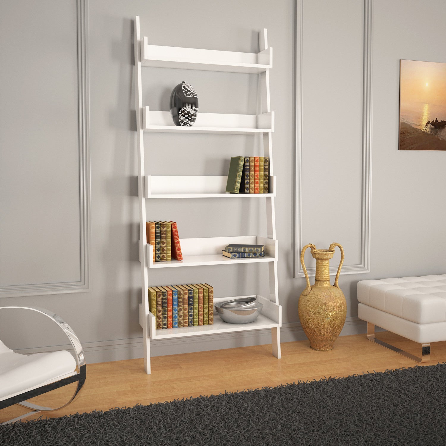 Estante de livros – 80 cm x 195 cm x 32 cm – Branco – Melamina
