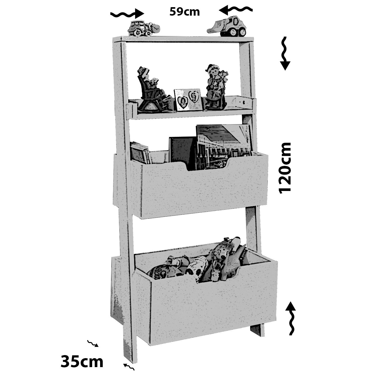 Estante de livros – 59cm x 120cm x 35cm – Branco – Painel de partículas revestido a melamina