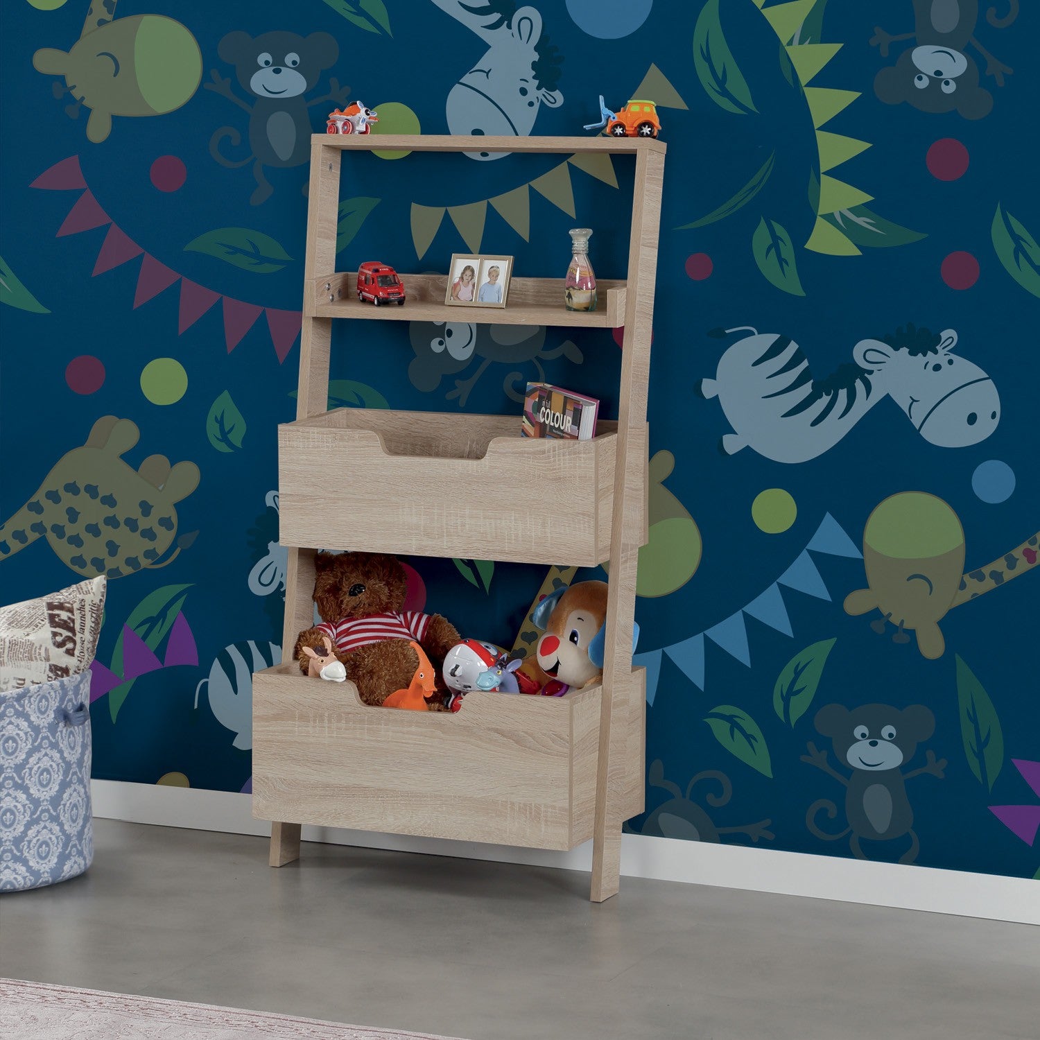 Estante de livros – 59 cm x 120 cm x 35 cm – Carvalho Claro – Painel de partículas revestido a melamina