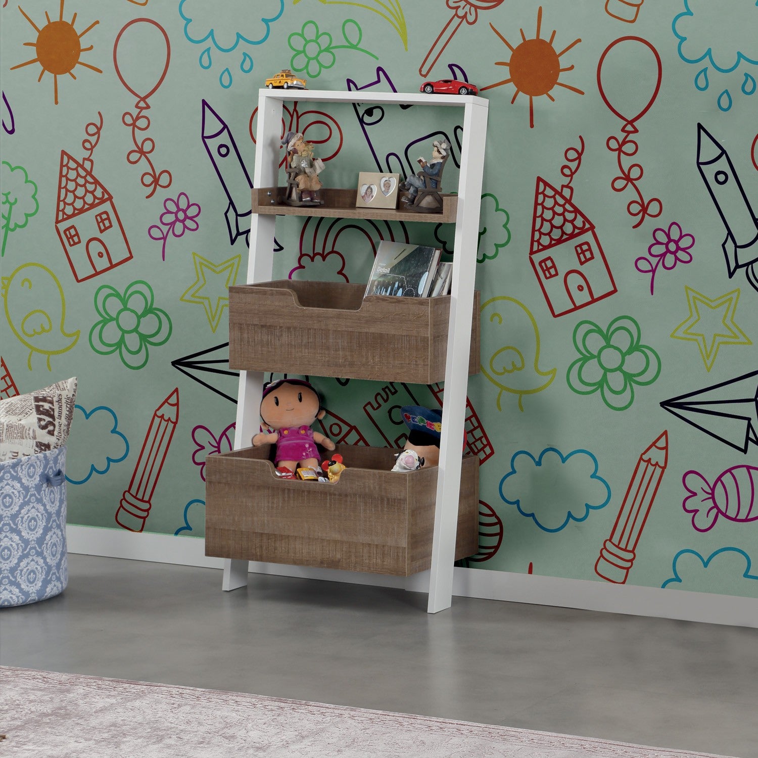 Estante de livros – 59 cm x 120 cm x 35 cm – Carvalho escuro – Aglomerado de madeira