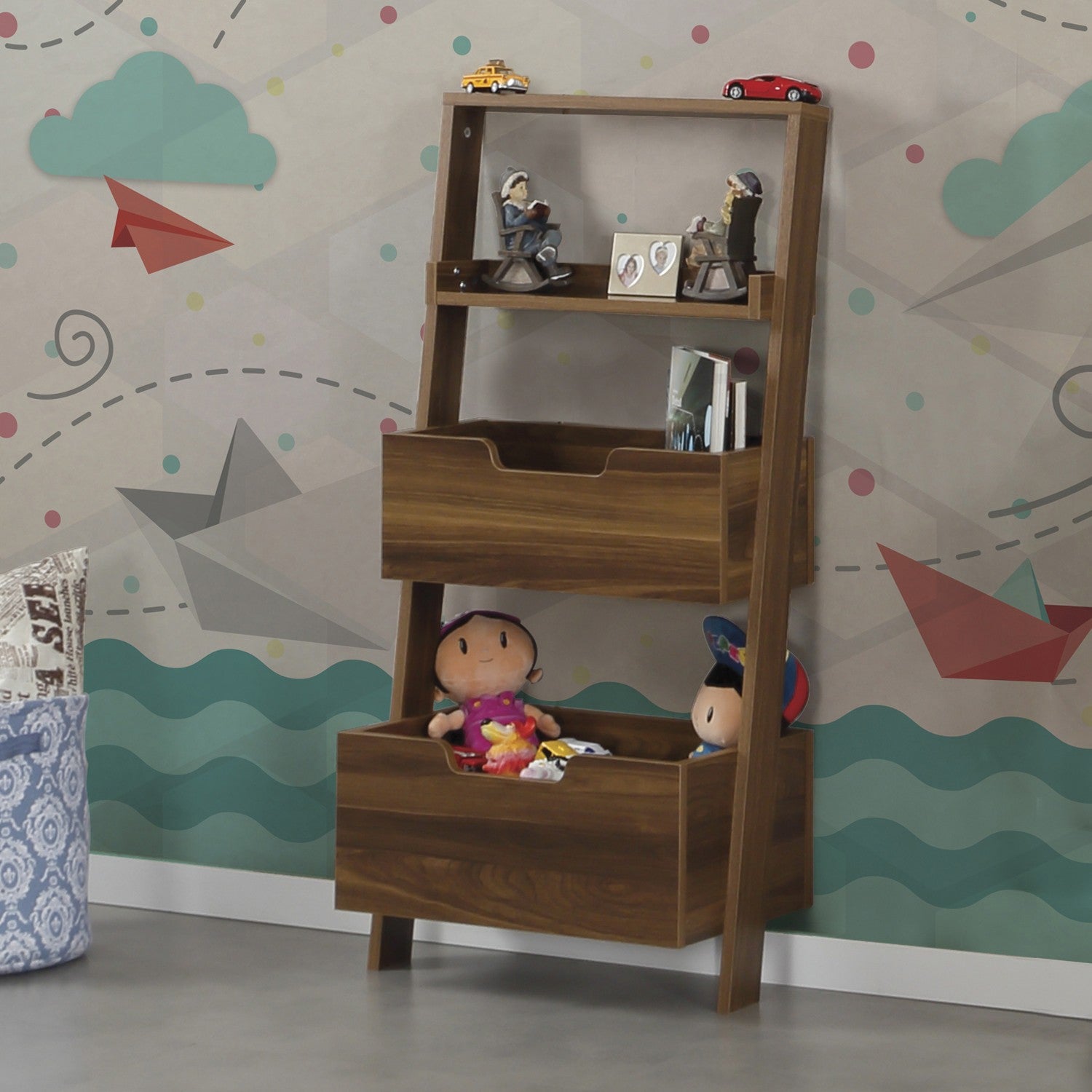 Estante de livros – 59cm x 120cm x 35cm – Nogueira – Painéis de partículas revestidos a melamina