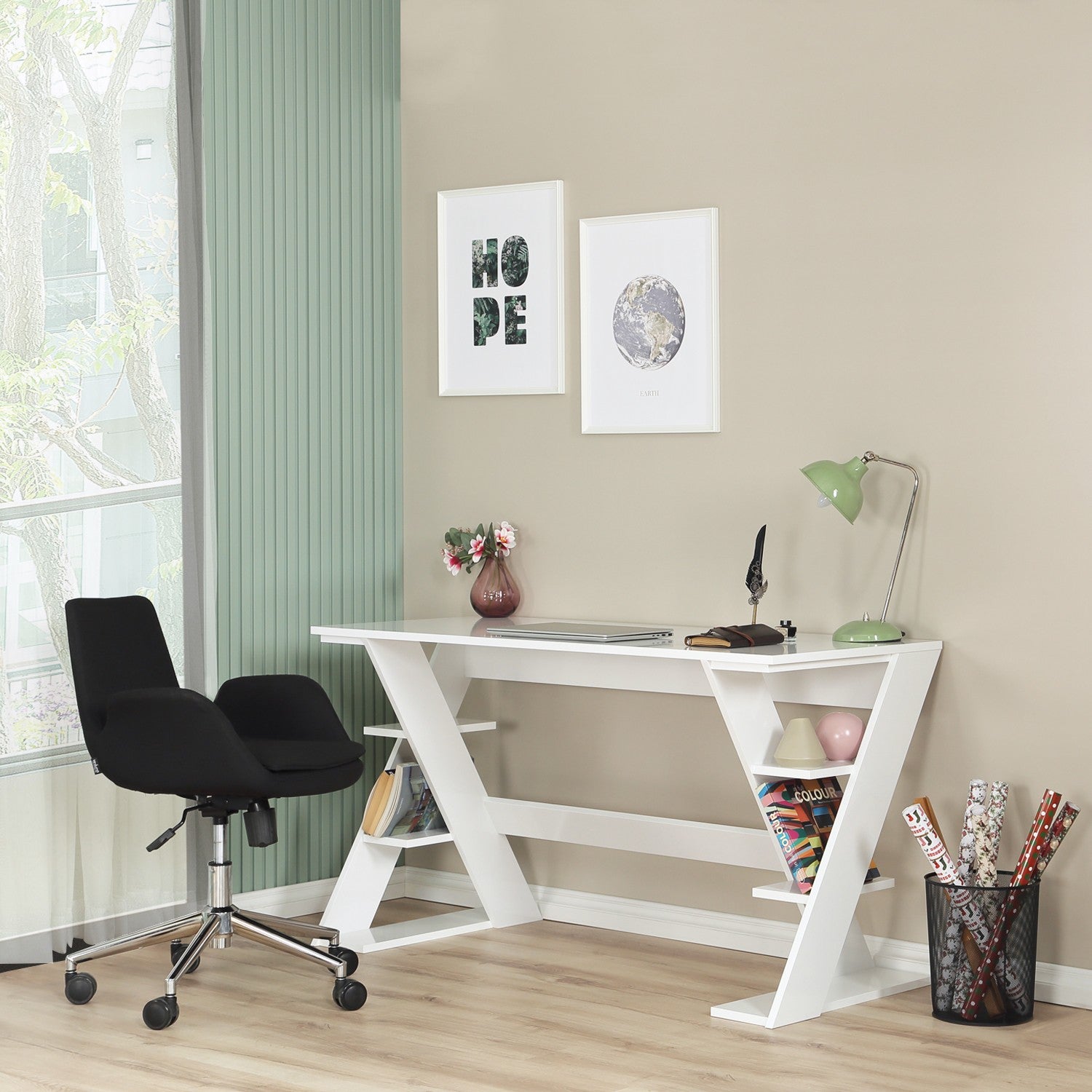 Secretária de Estudo – 140 cm x 73 cm x 60 cm – Branco – Aglomerado