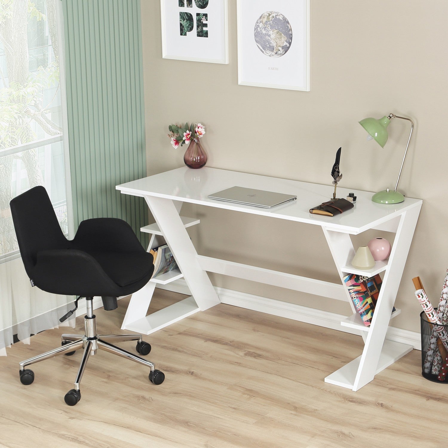 Secretária de Estudo – 140 cm x 73 cm x 60 cm – Branco – Aglomerado