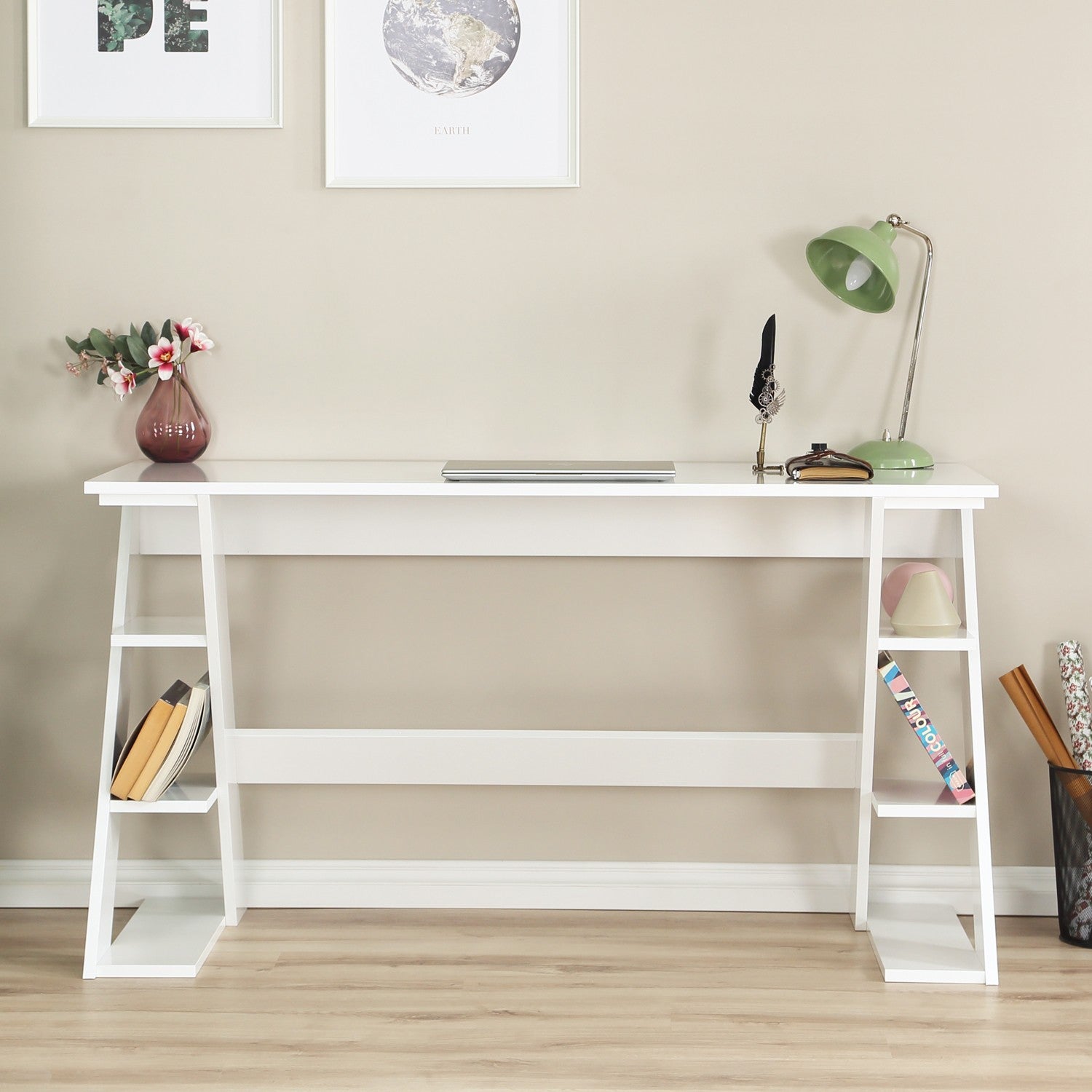 Secretária de Estudo – 140 cm x 73 cm x 60 cm – Branco – Aglomerado