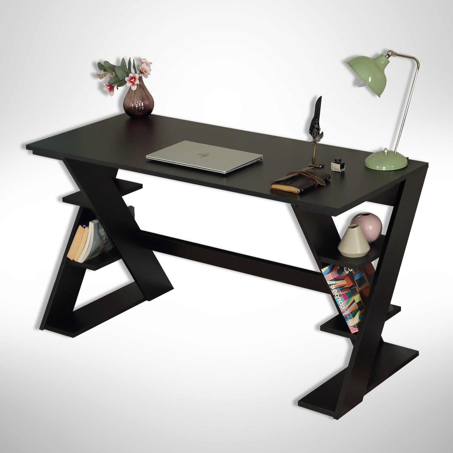 Secretária de Estudo – 140 cm x 73 cm x 60 cm – Preto – Aglomerado
