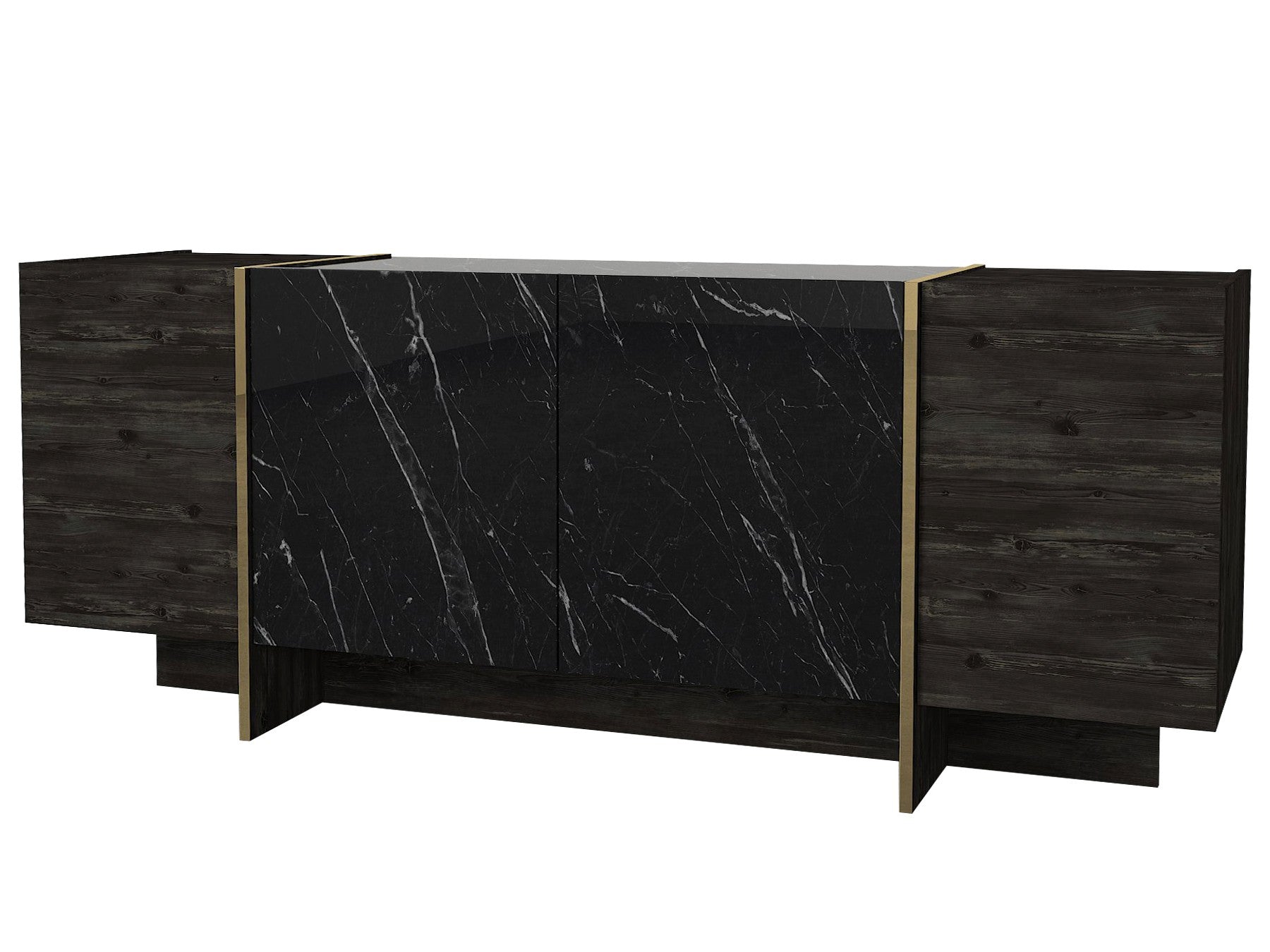 Aparador – 180cm x 75.5cm x 46.6cm – Preto e Dourado – Painéis de partículas revestidos a melamina