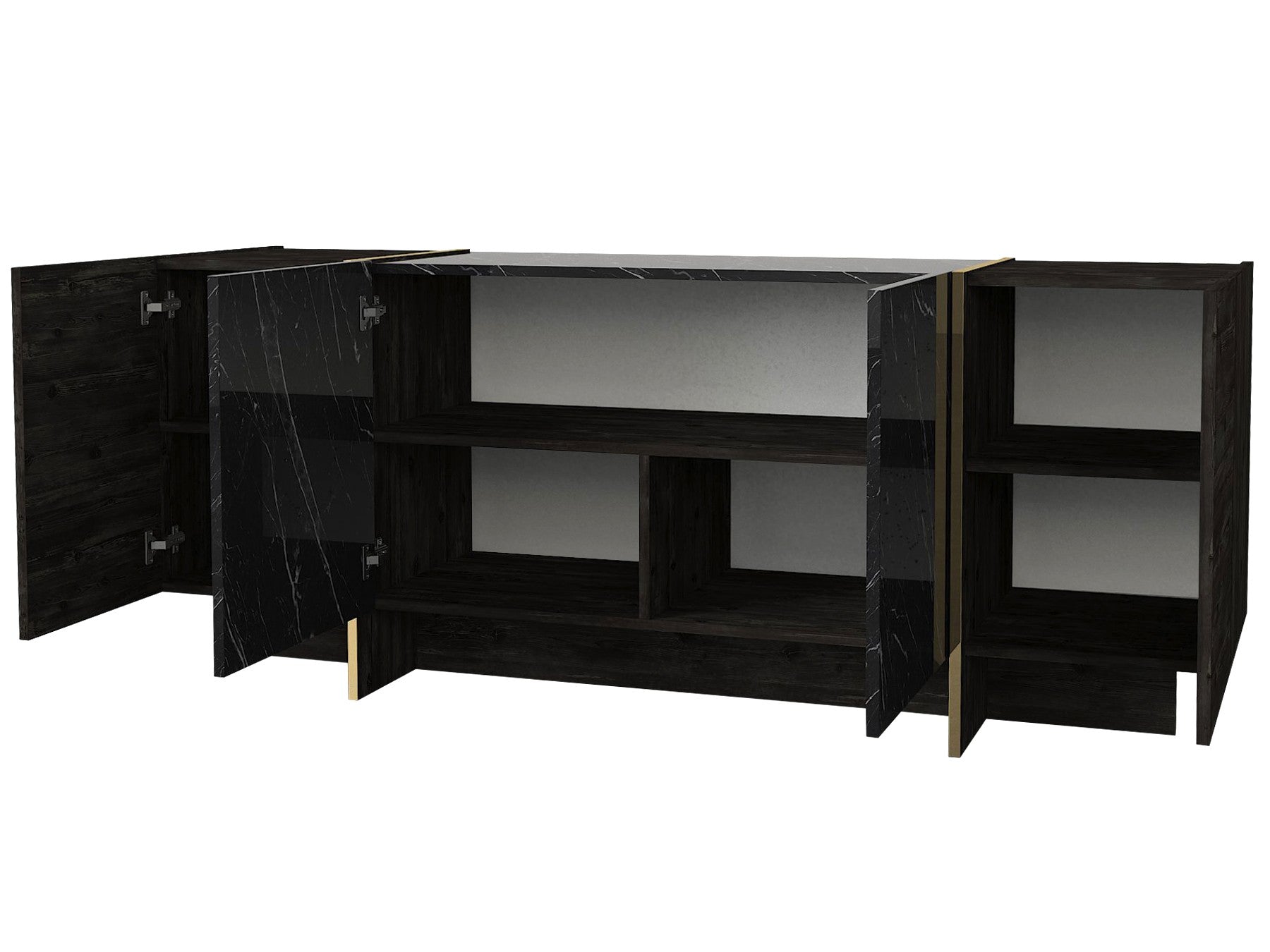 Aparador – 180cm x 75.5cm x 46.6cm – Preto e Dourado – Painéis de partículas revestidos a melamina