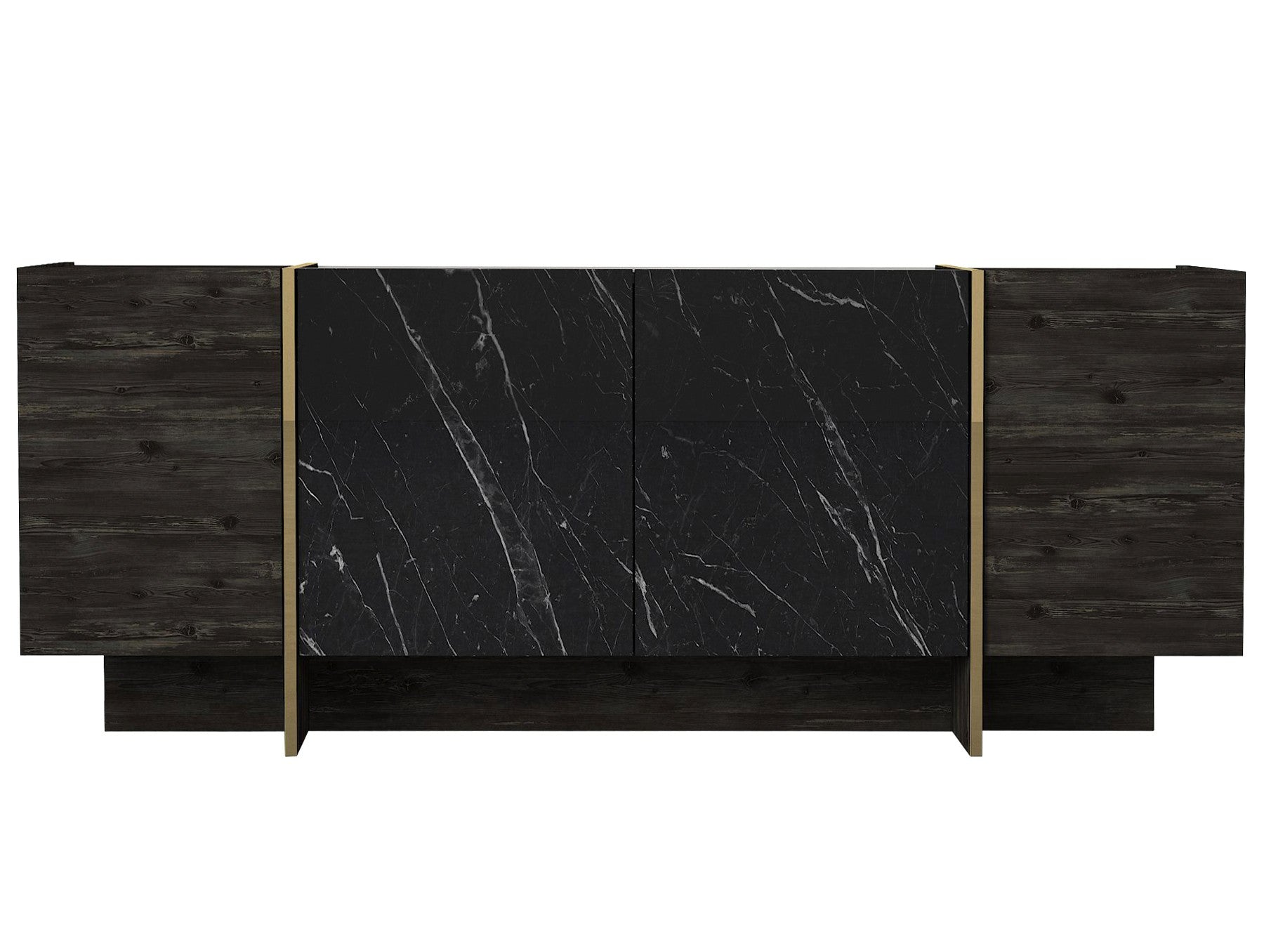 Aparador – 180cm x 75.5cm x 46.6cm – Preto e Dourado – Painéis de partículas revestidos a melamina