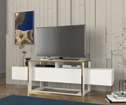 Móvel de TV – 160 cm largura – Branco e Dourado – MDF