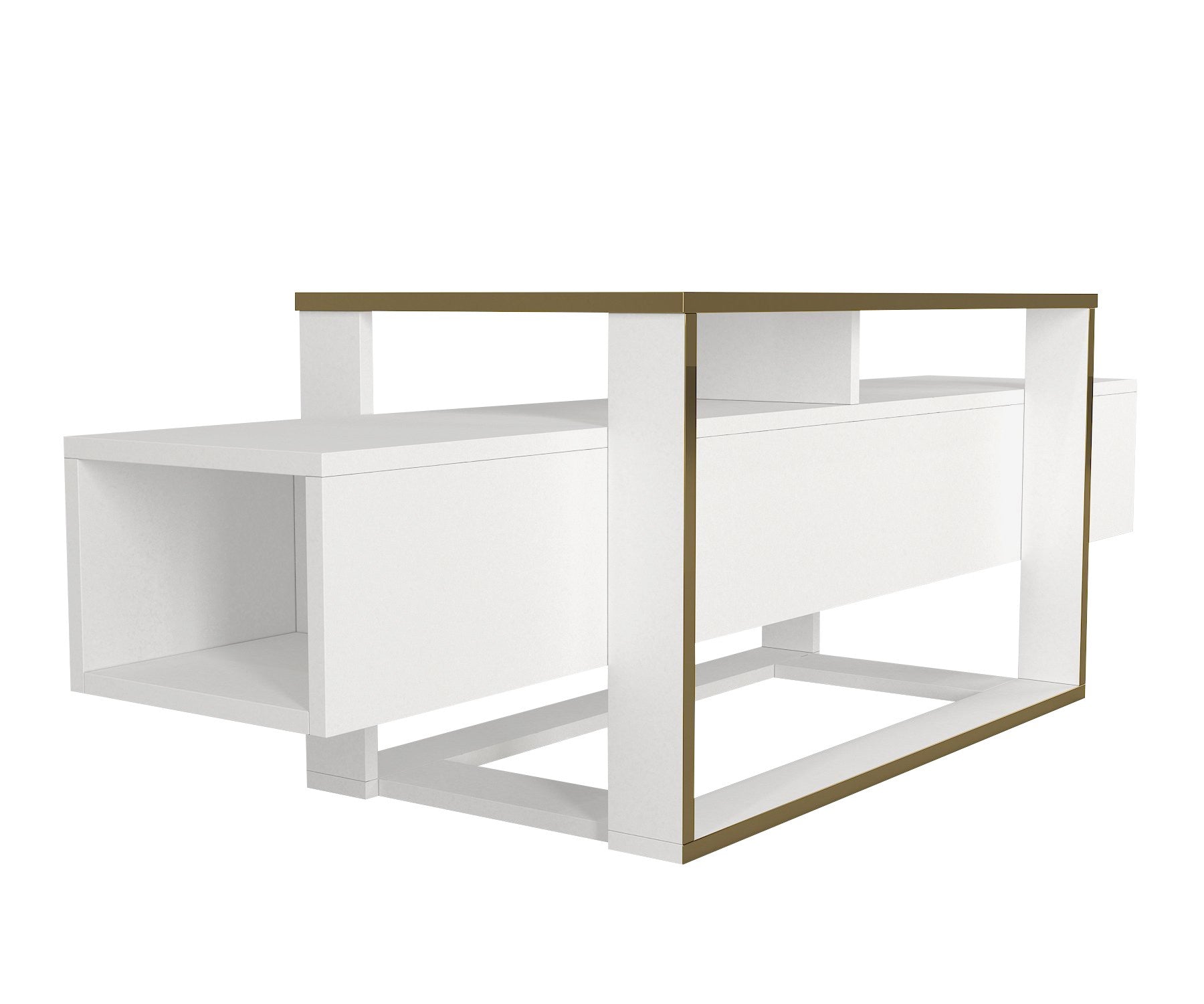 Móvel de TV – 160 cm largura – Branco e Dourado – MDF